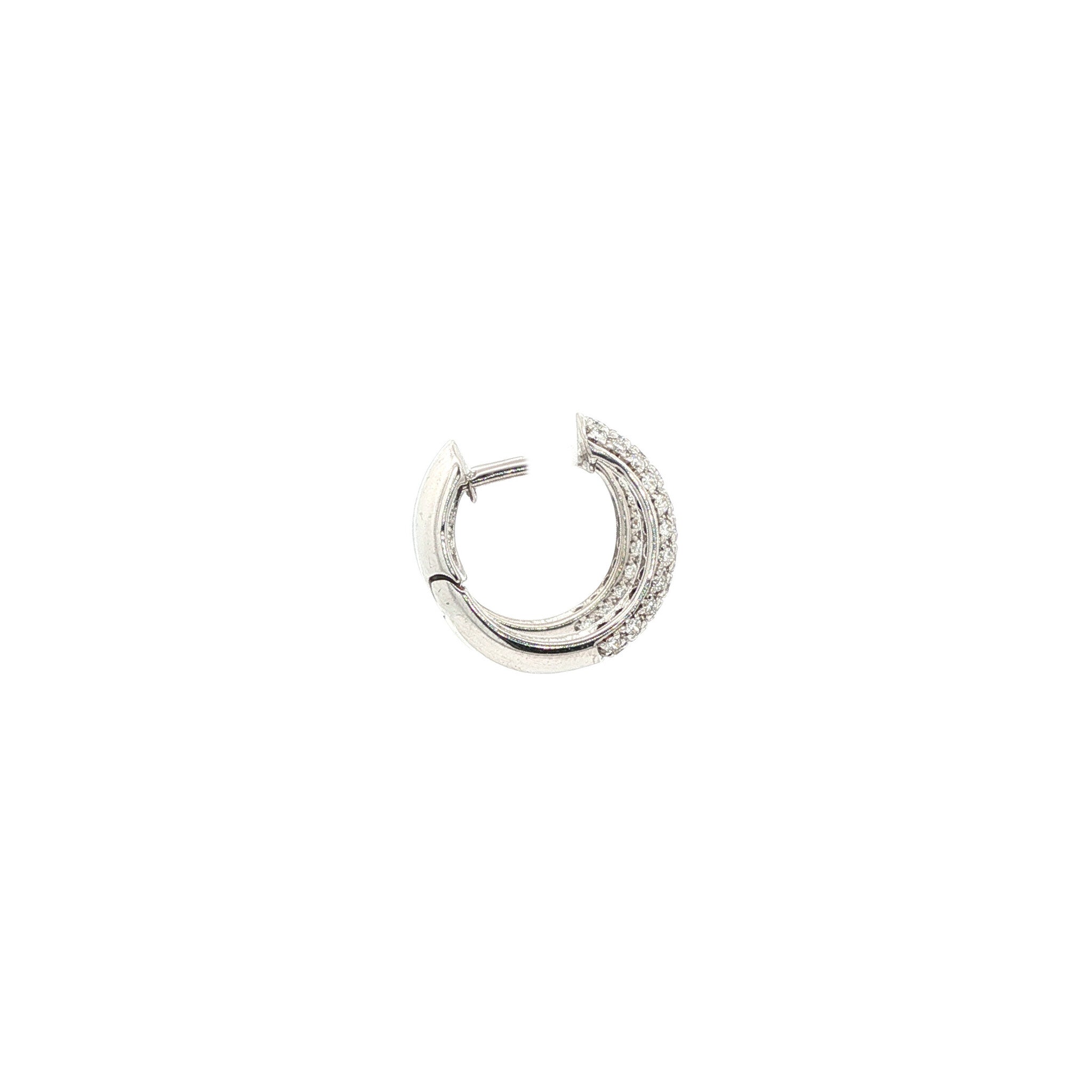 18 karat white gold hinged hoop earrings with diamond