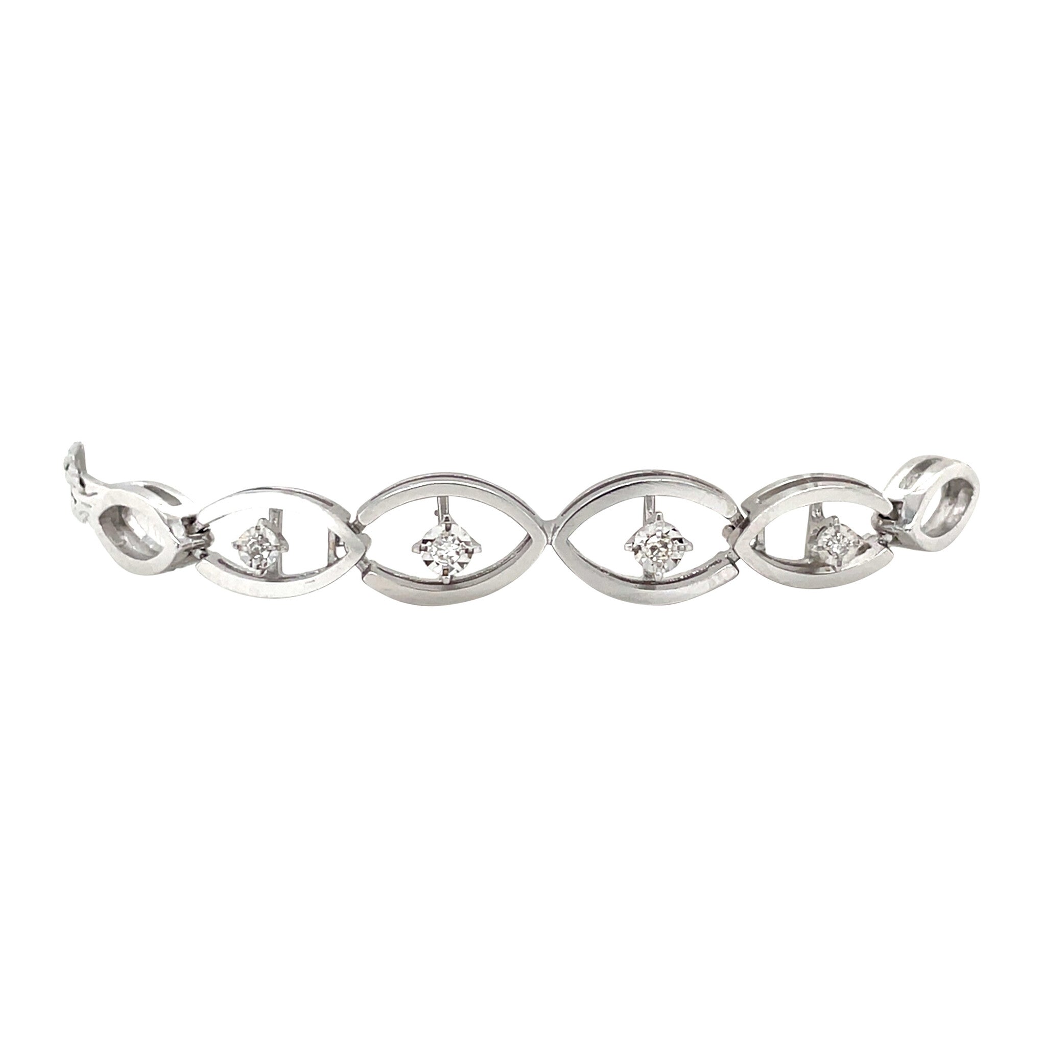 White gold bracelet with diamond 14 karat