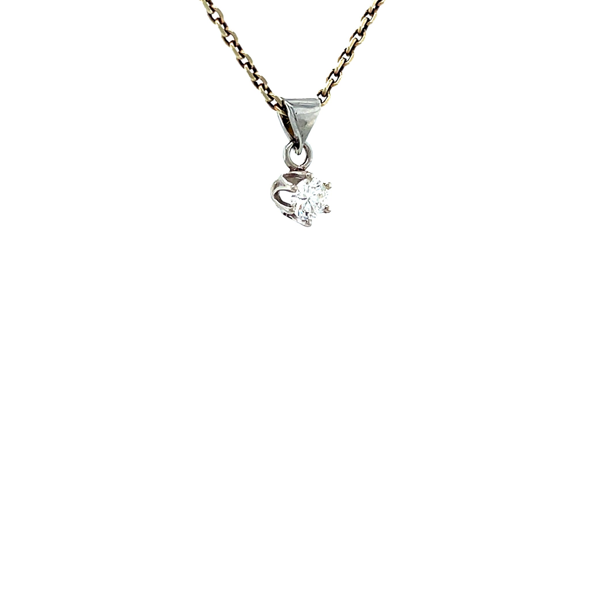 White gold solitaire pendant with diamond 14 karat