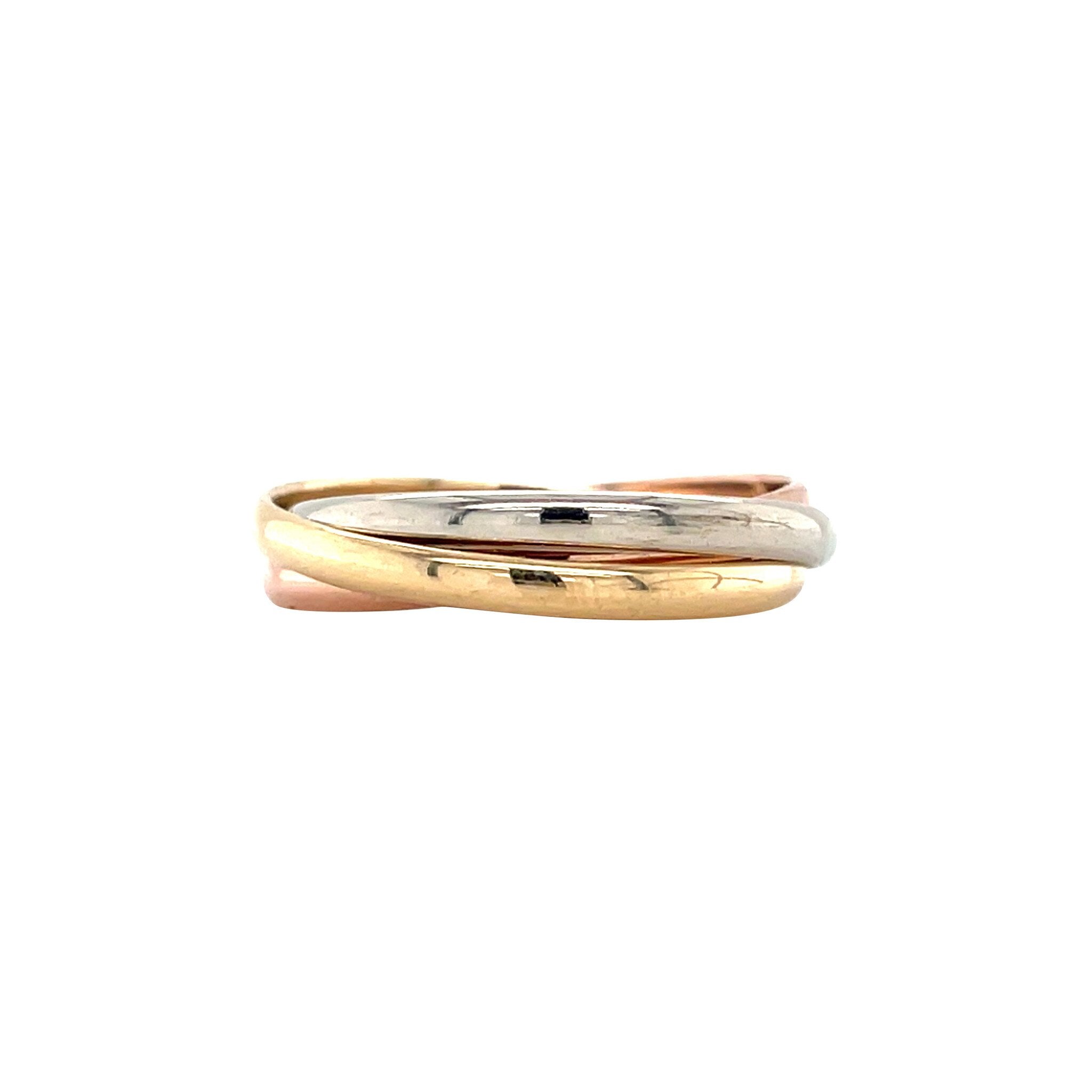 Tricolour gold trinity ring 14 karat