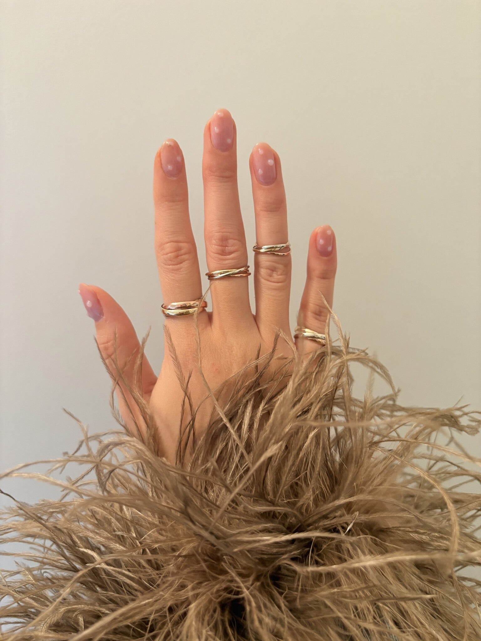 Tricolour golden trinity ring 14 karat