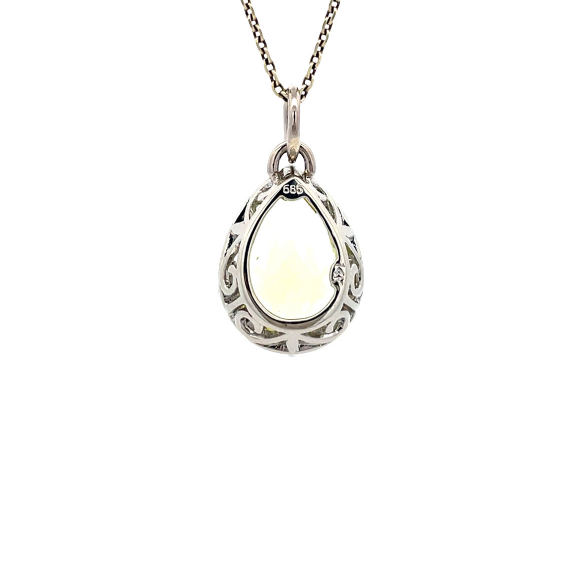 White gold pendant with citrine and diamond 14 karat