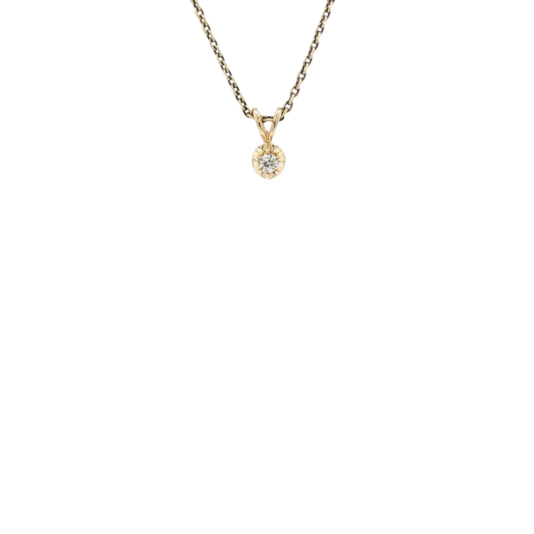 Gold solitaire pendant with diamond 14 karat