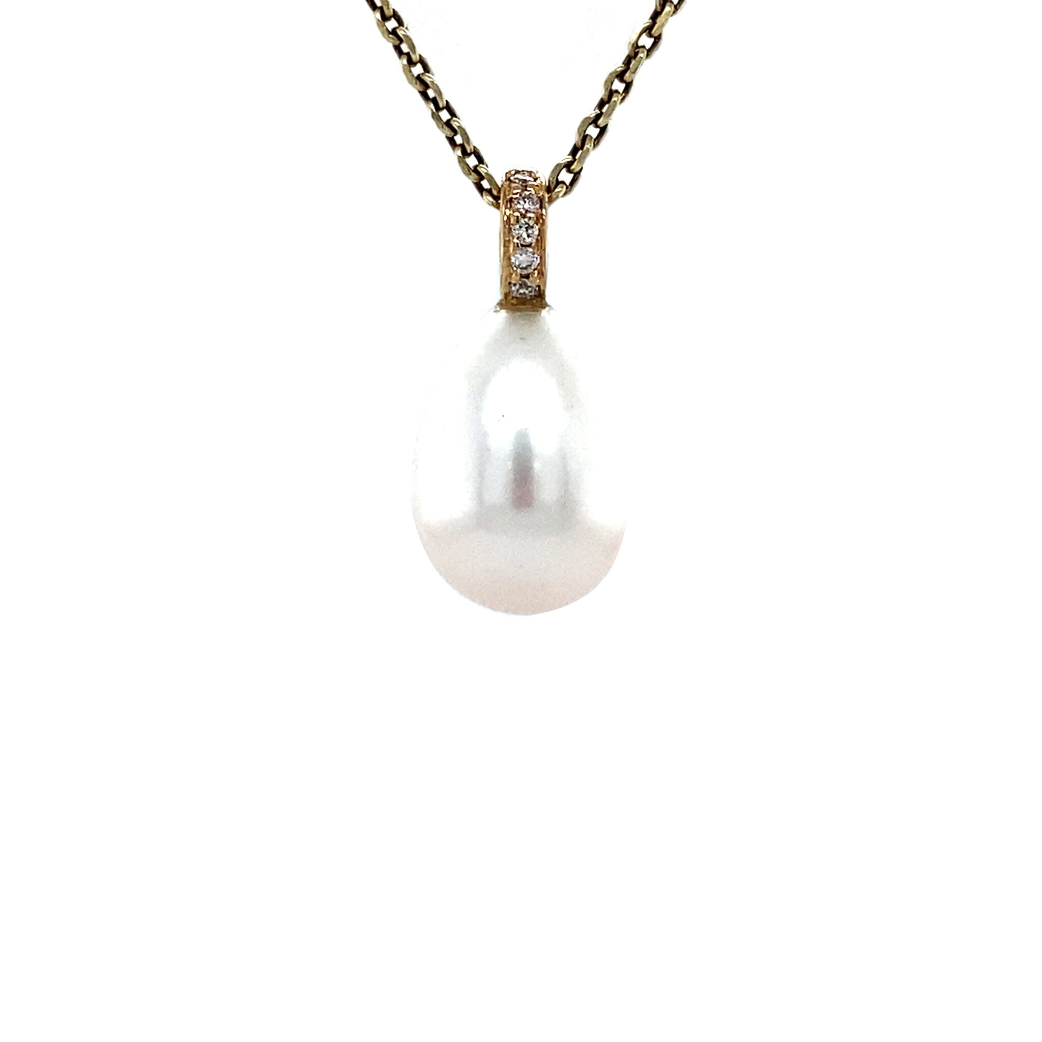 Gold pendant with pearl and diamond 14 karat* New