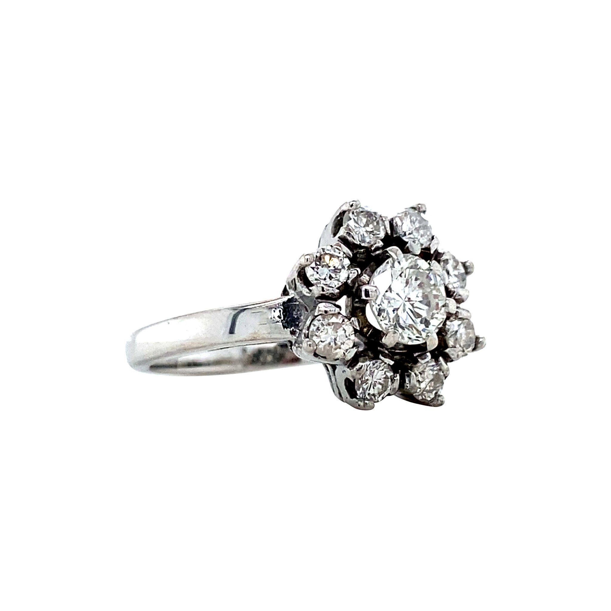 Witgouden entourage ring met diamant 14 karaat