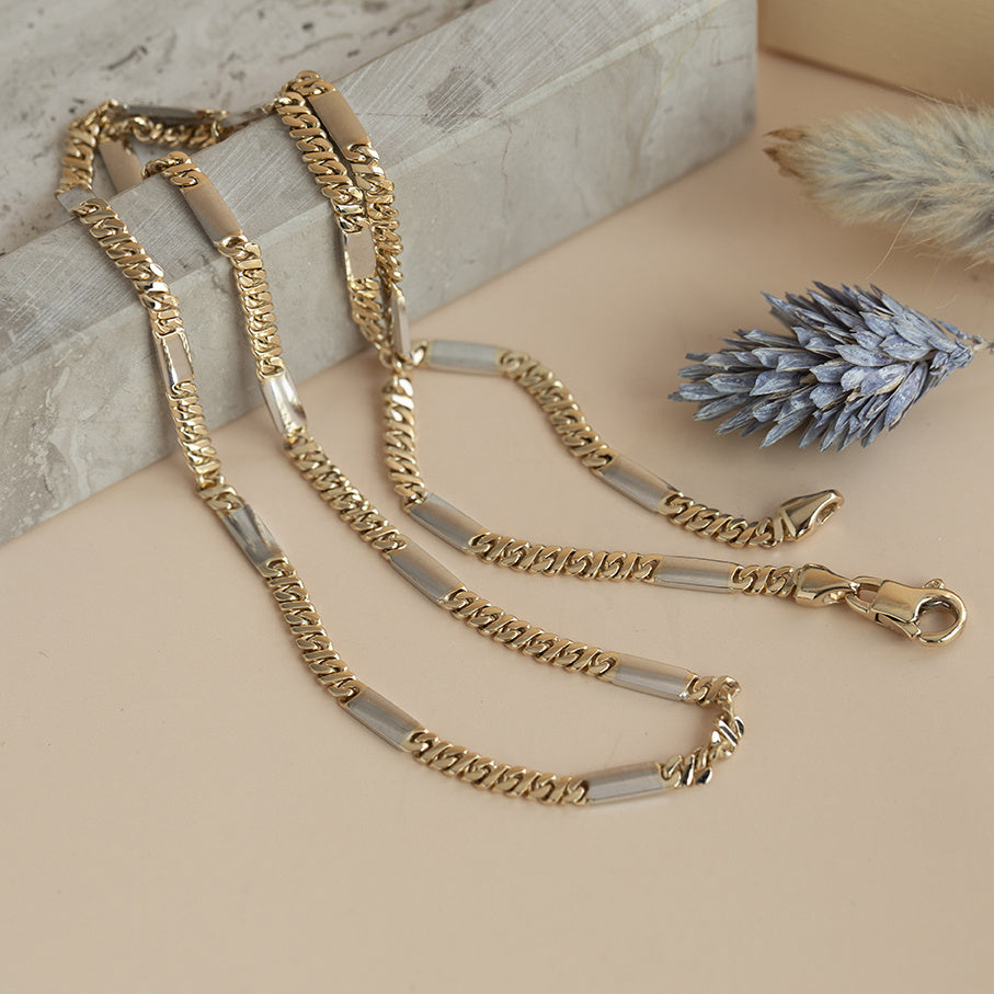Gold bicolour necklace 46.5 cm 14 karat
