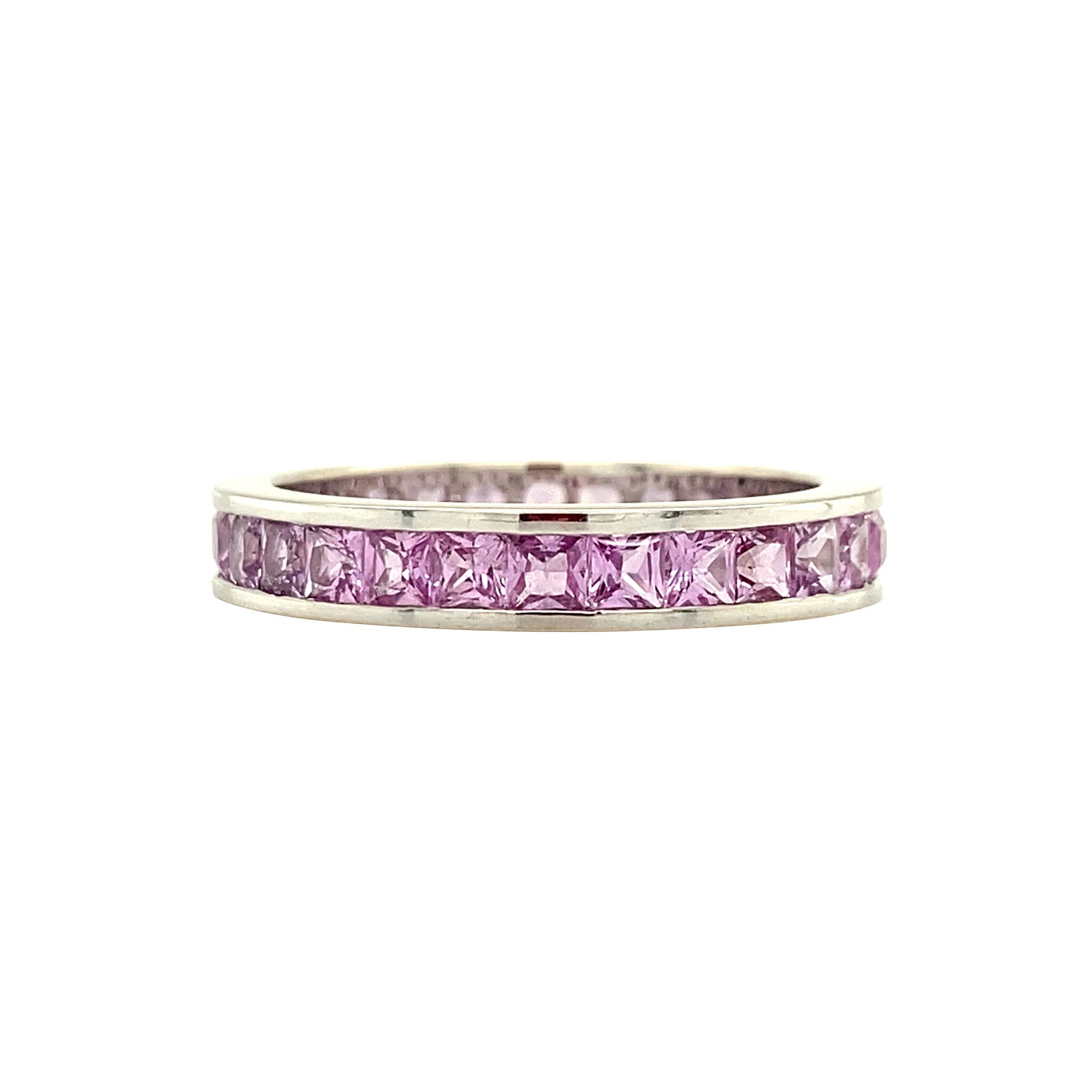 White gold alliance ring with pink sapphire 18 kt