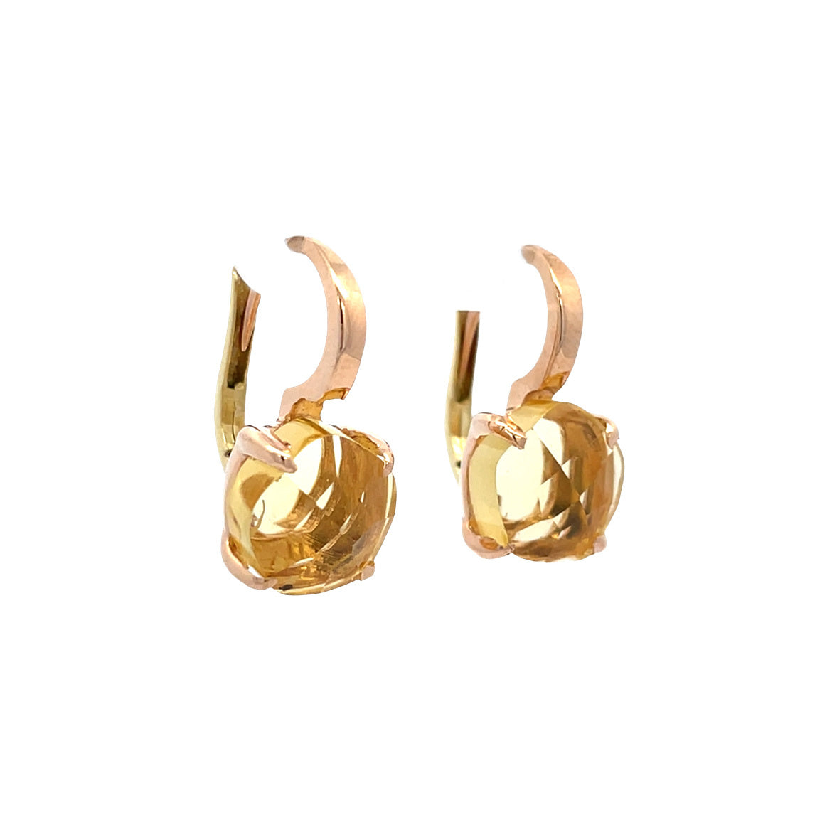 Gold ear jewelry with colored gemstone 18 karat