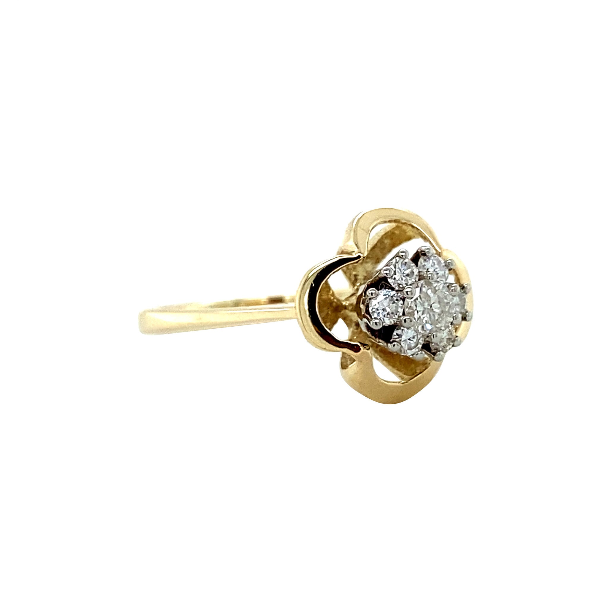 Gold entourage ring with diamond 14 karat