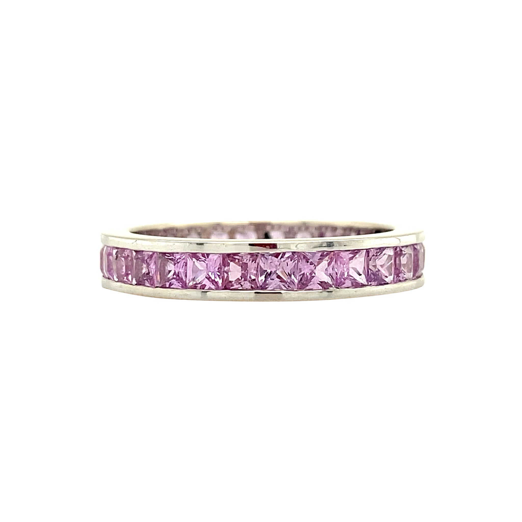White gold alliance ring with pink sapphire 18 kt