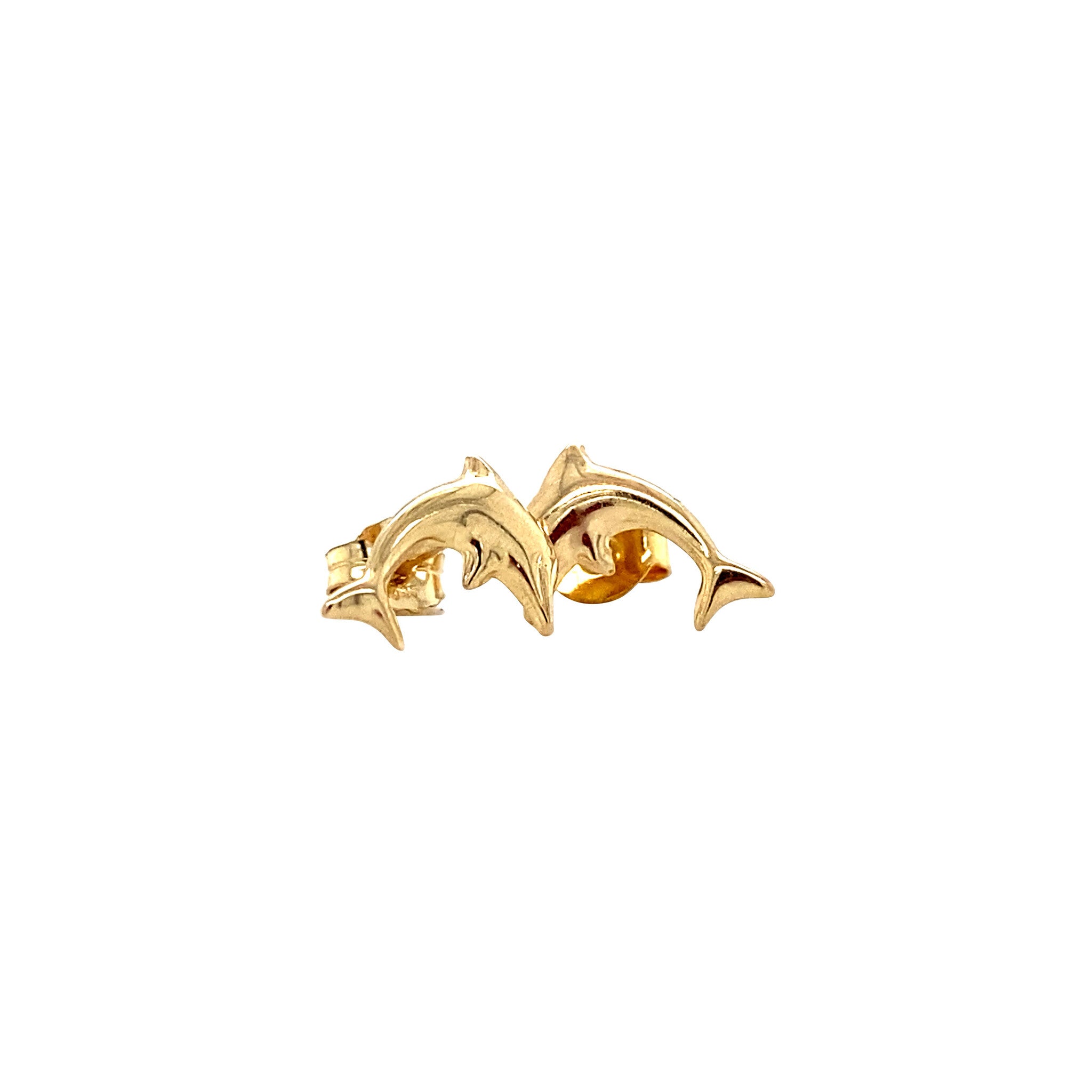 Gold children's stud earrings dolphin 14 karat