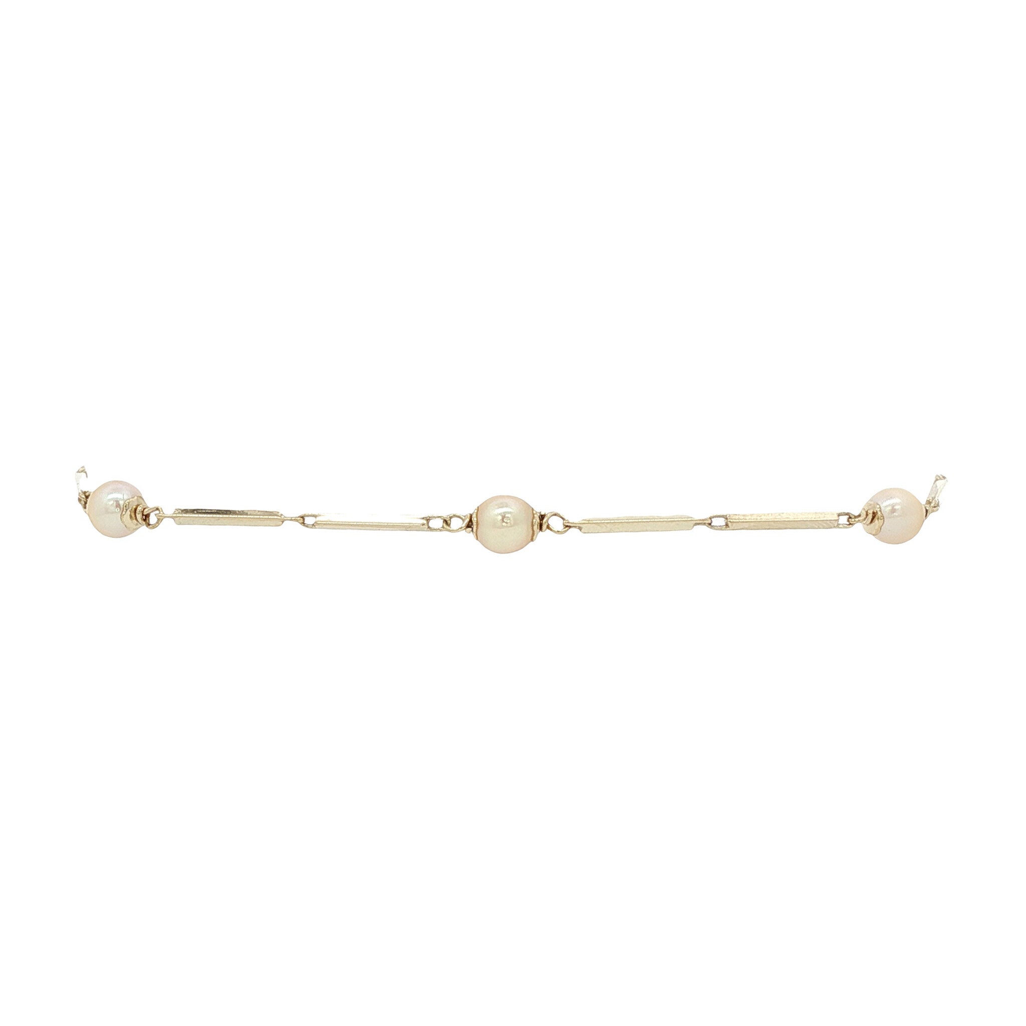 Gouden armband met parels 20.5 cm 14 karaat