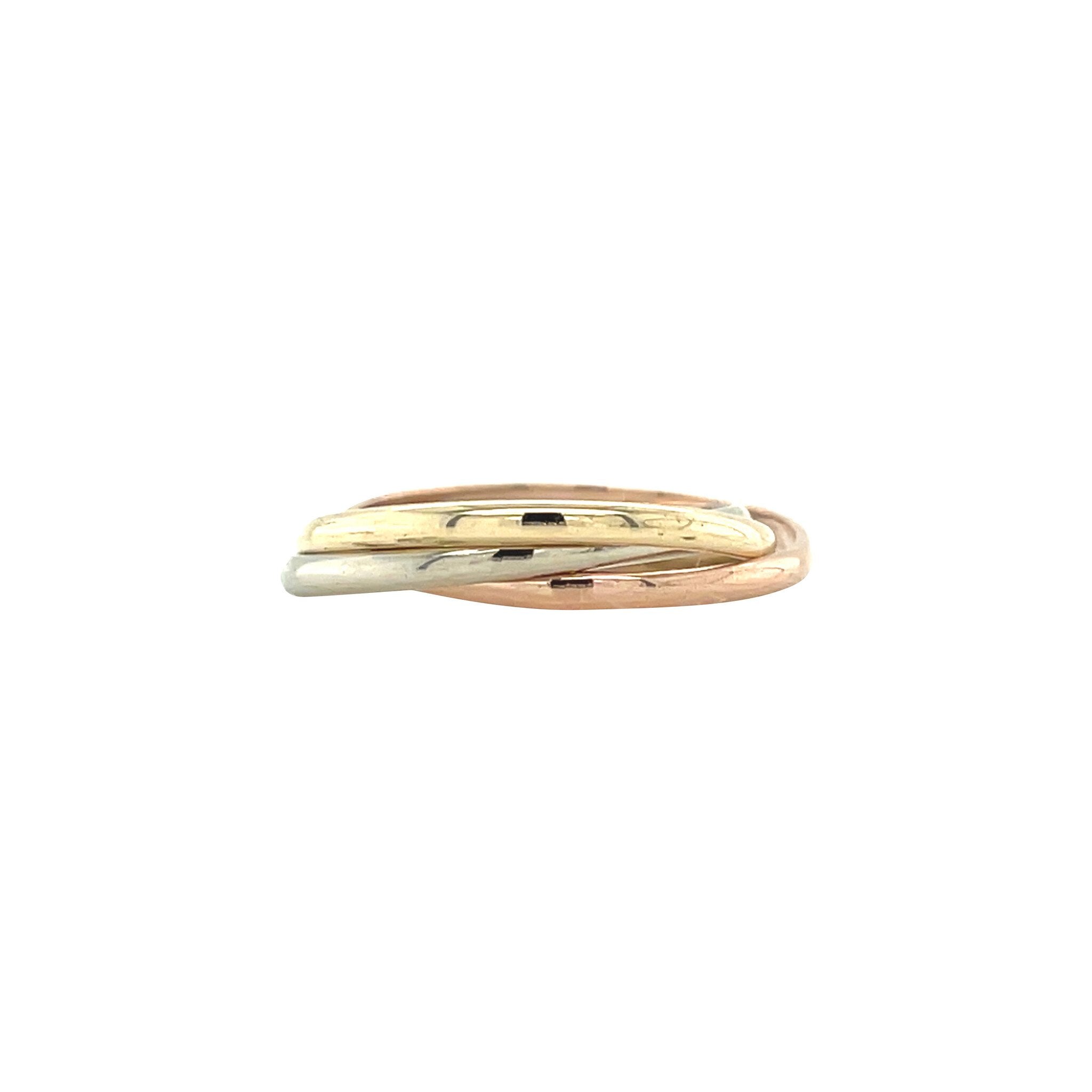 Tricolour gold trinity ring 14 karat