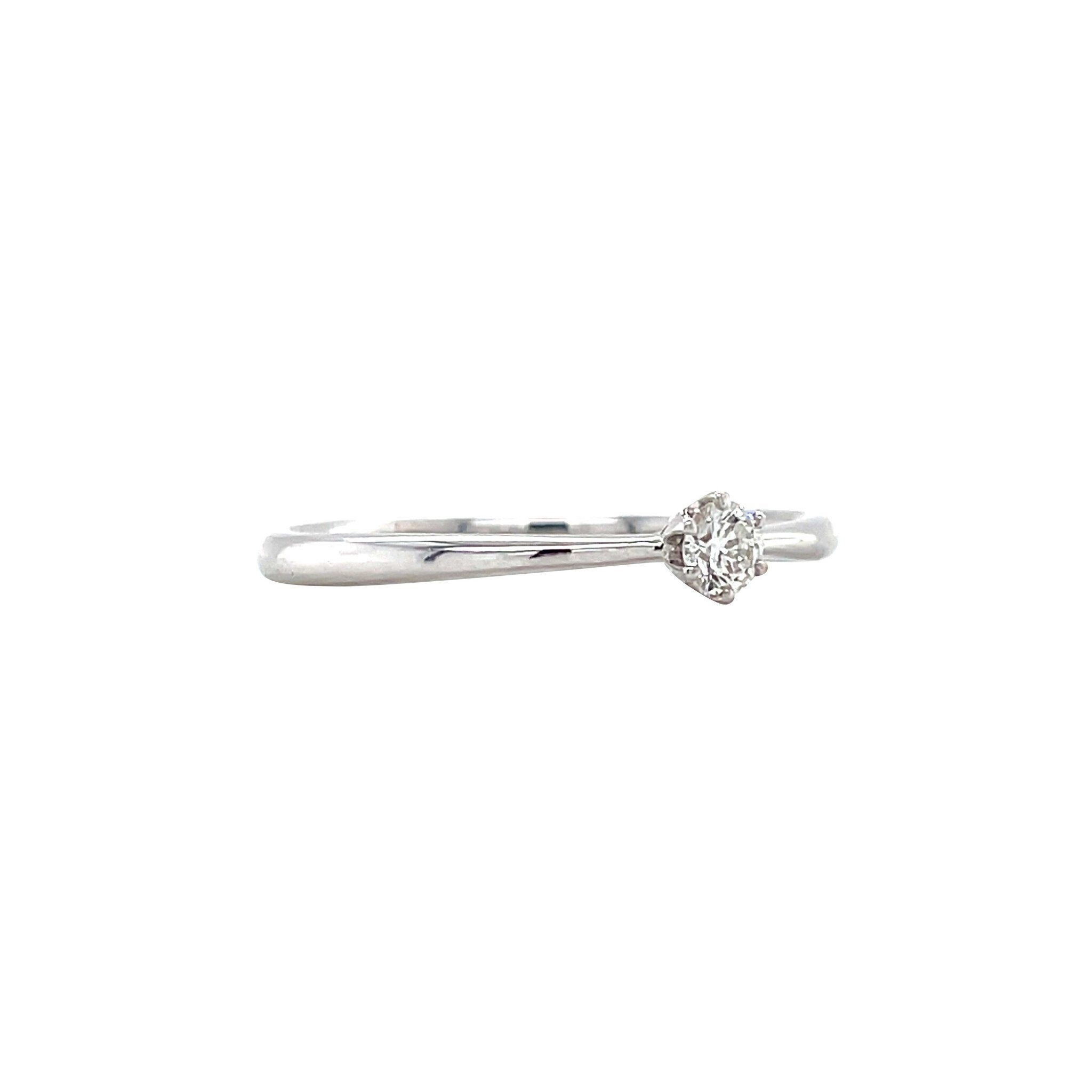 White gold solitaire ring with diamond 14 kt