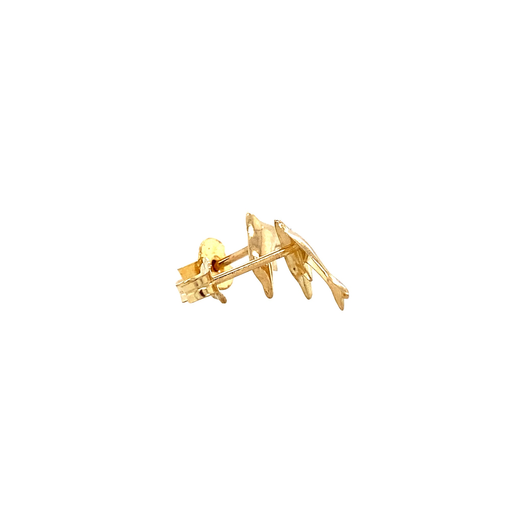 Gold children's stud earrings dolphin 14 karat