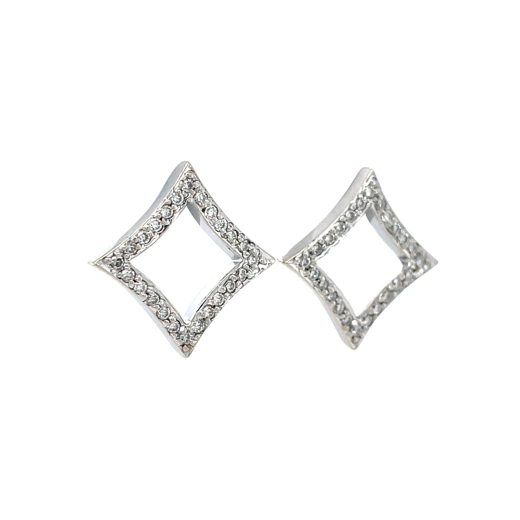 White gold stud earrings with diamond 14 kt