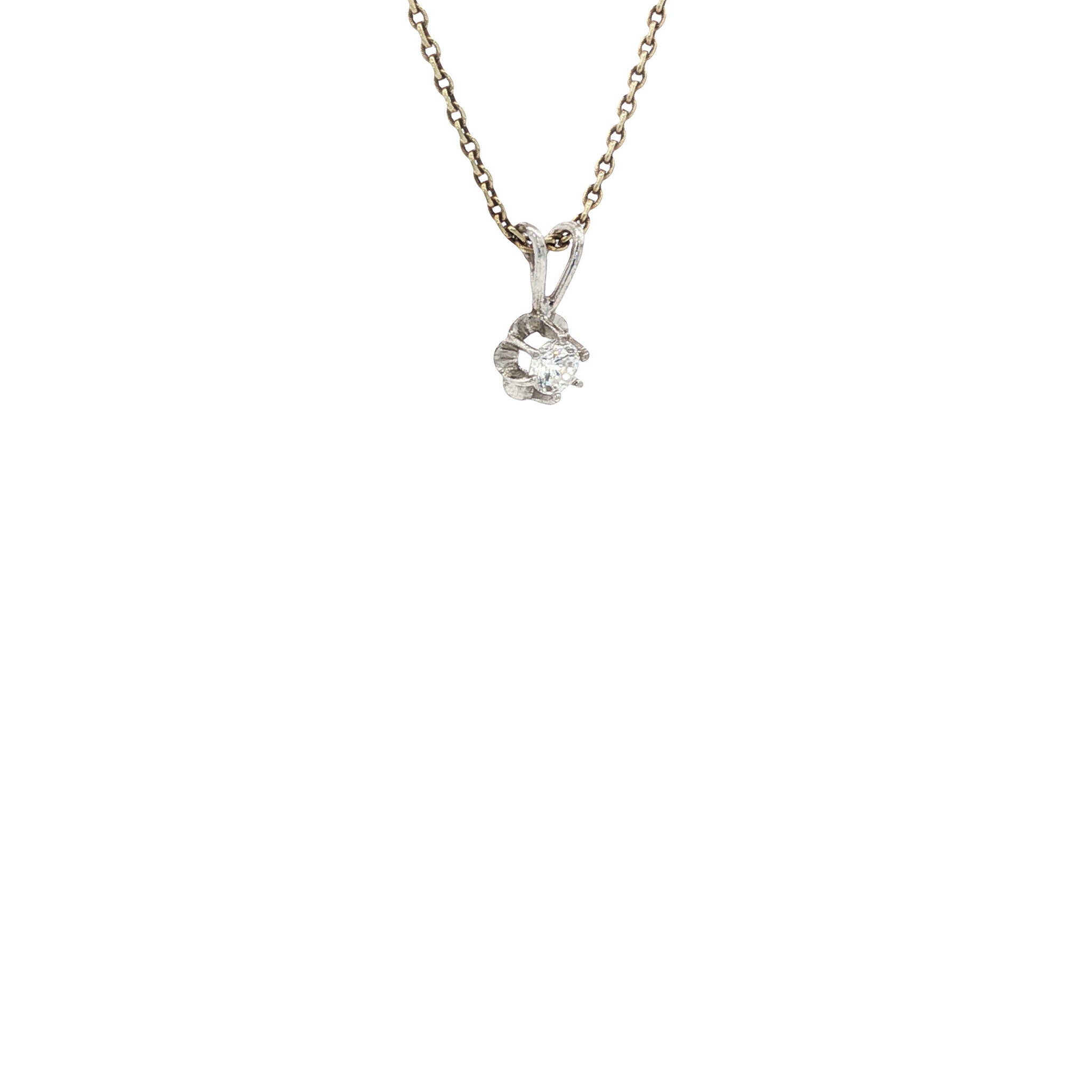 White gold solitaire pendant with zirconia 14 karat