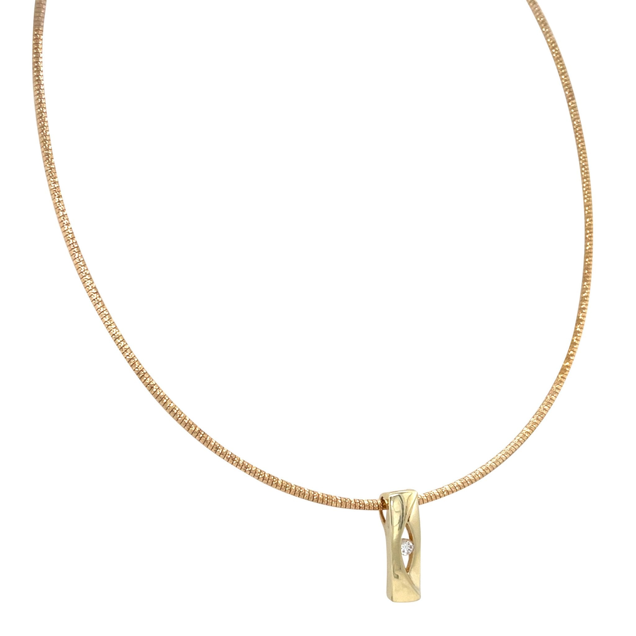 Gold bangle with diamond pendant 14 karat