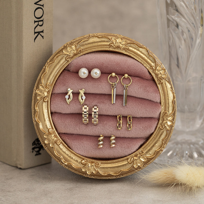 Bicolour 14 karat gold stud earrings