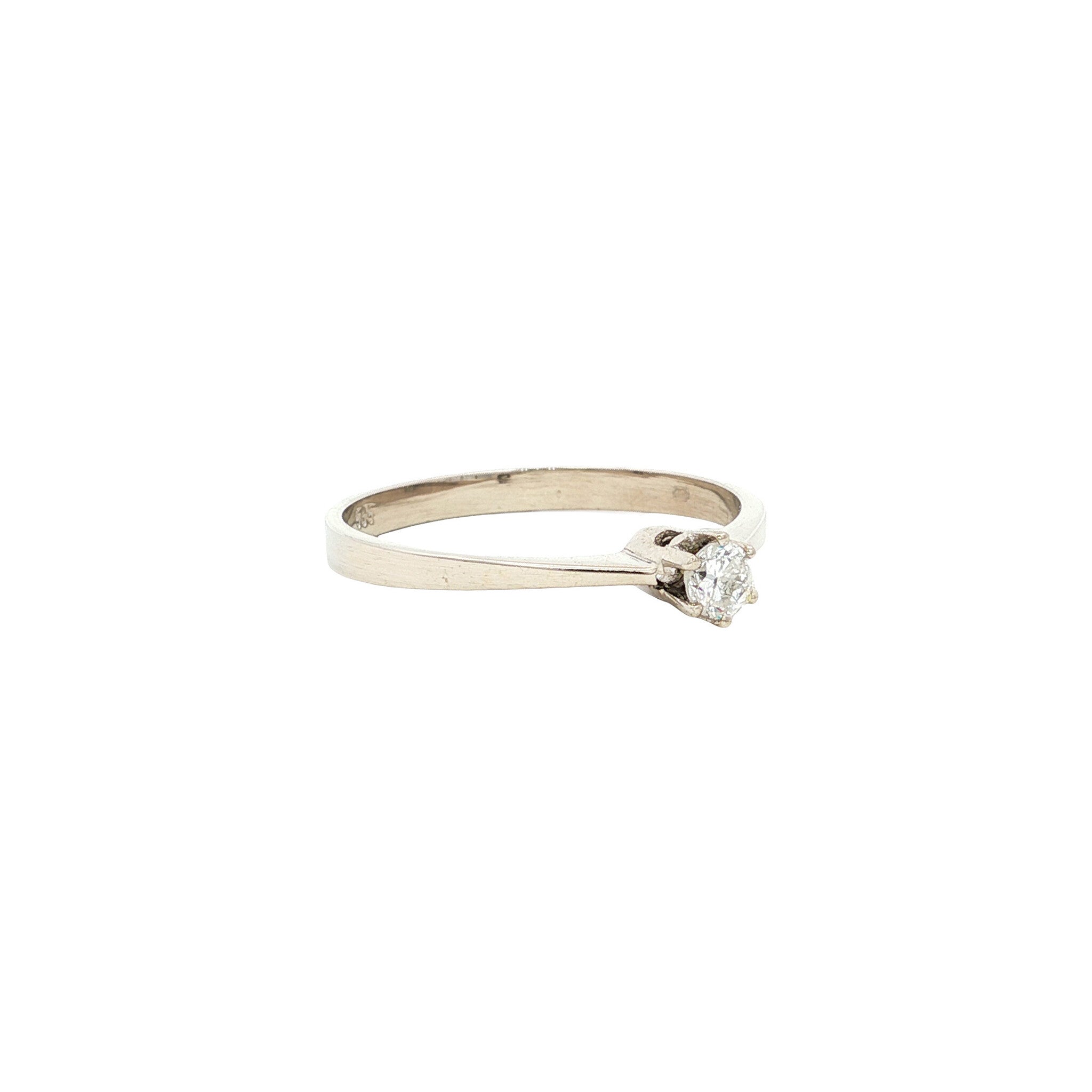 White gold solitaire ring with diamond 14 karat