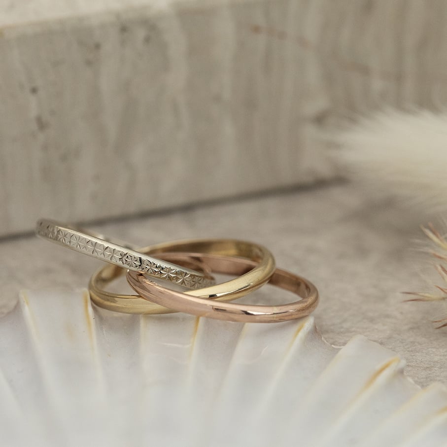 Tricolour gold trinity ring 14 karat