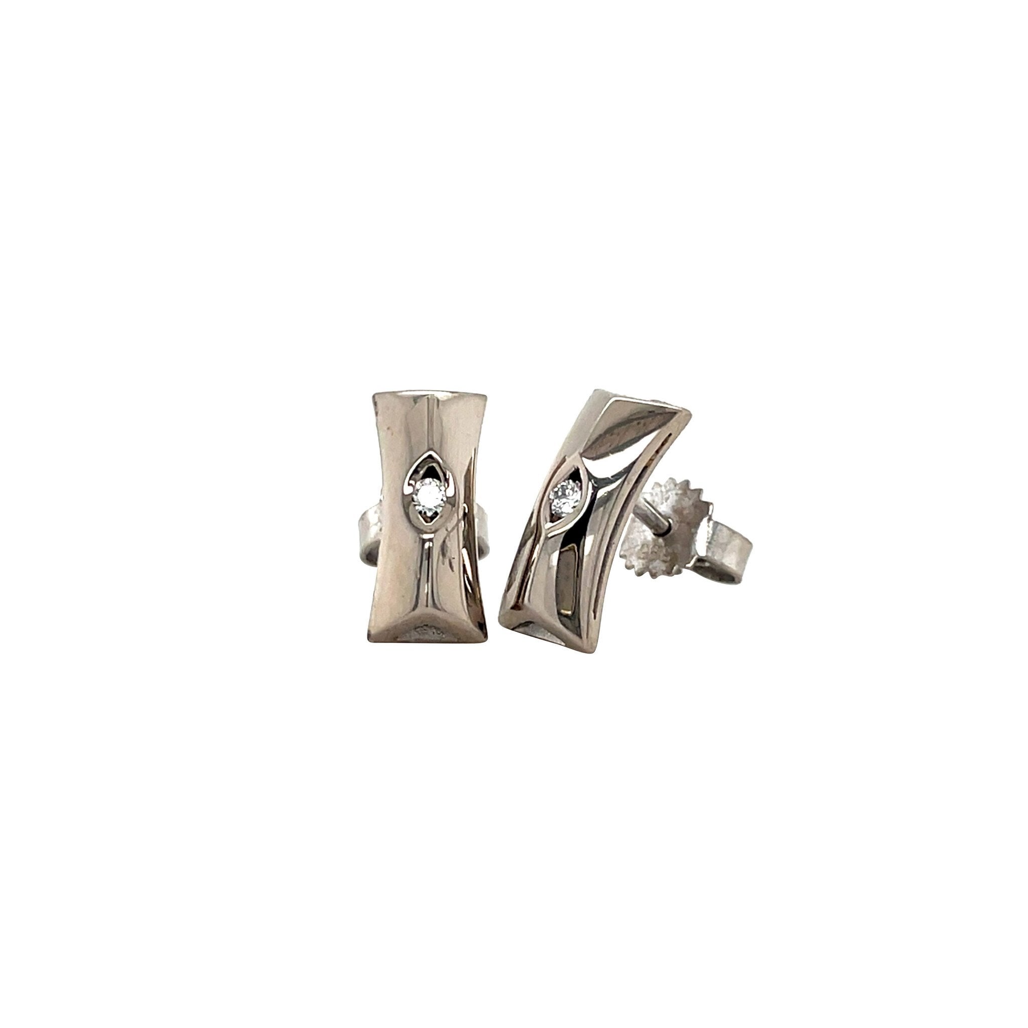 White gold ear studs diamond 14 karat