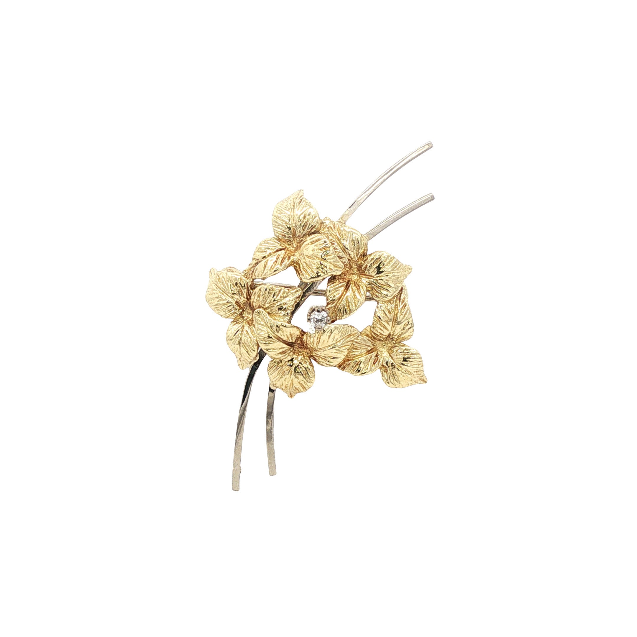 Gouden broche diamant 14 karaat