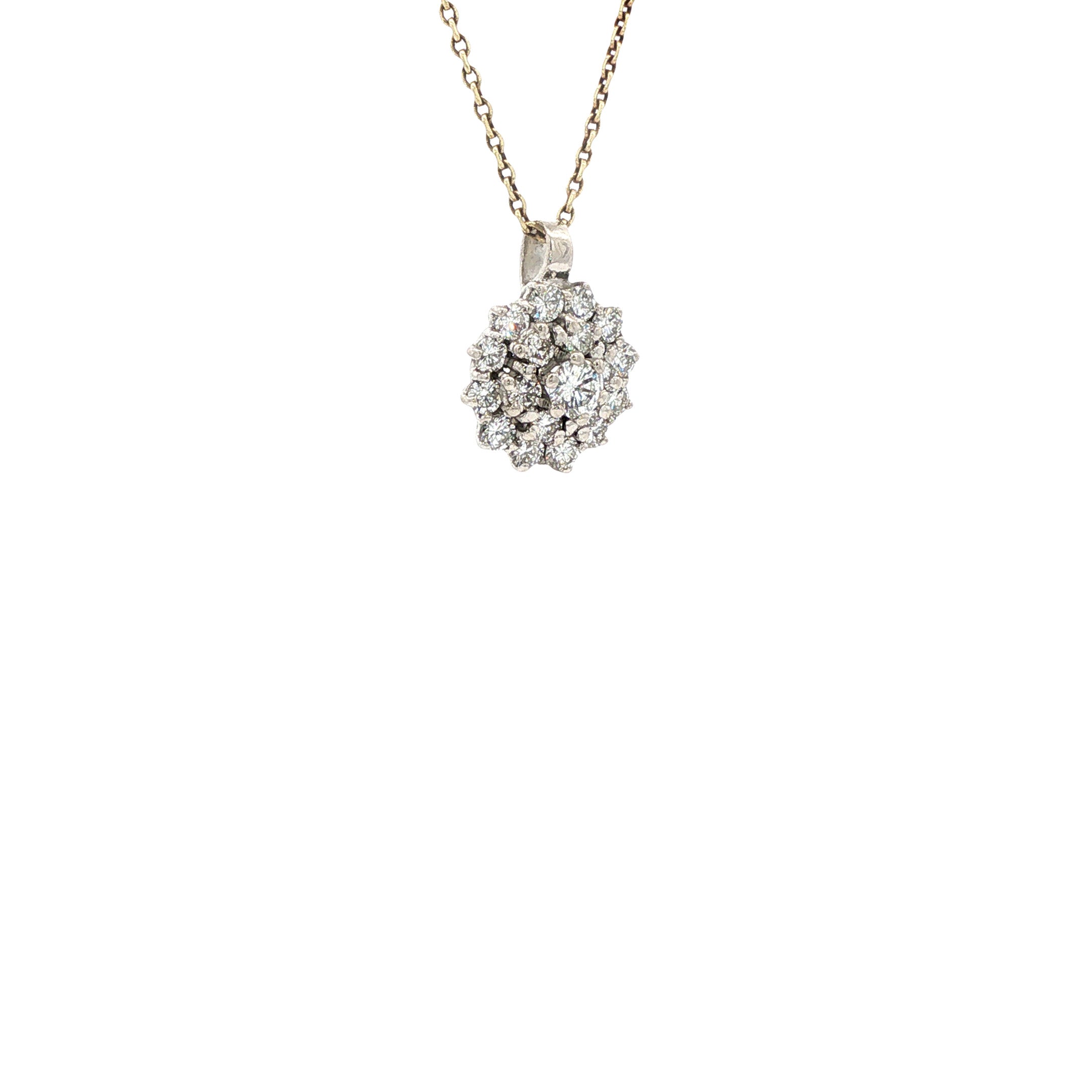 Witgouden entourage hanger met diamant 14 karaat