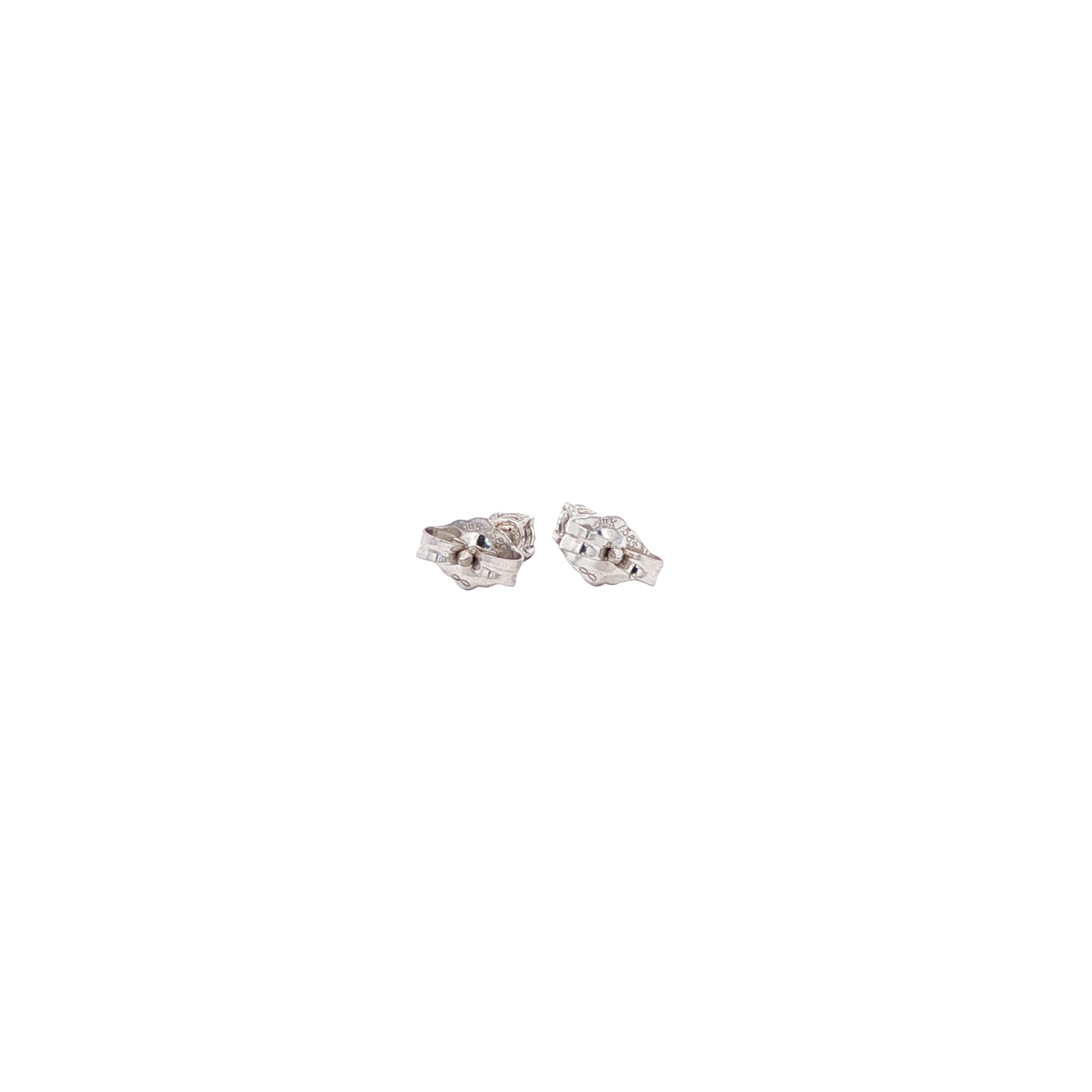 White gold solitaire stud earrings with diamonds, 14 karat — new