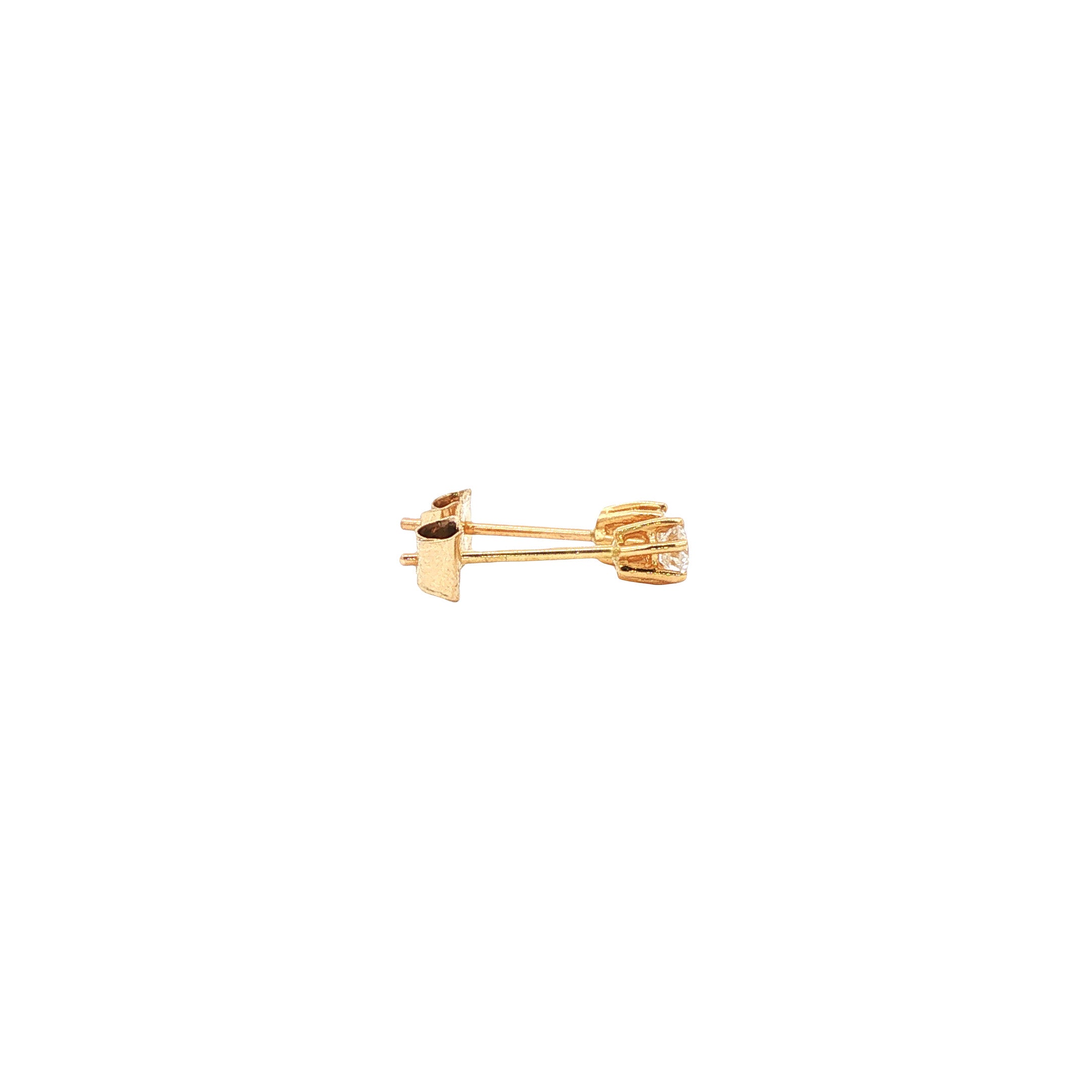Gouden solitair oorstekers met diamant 14 karaat