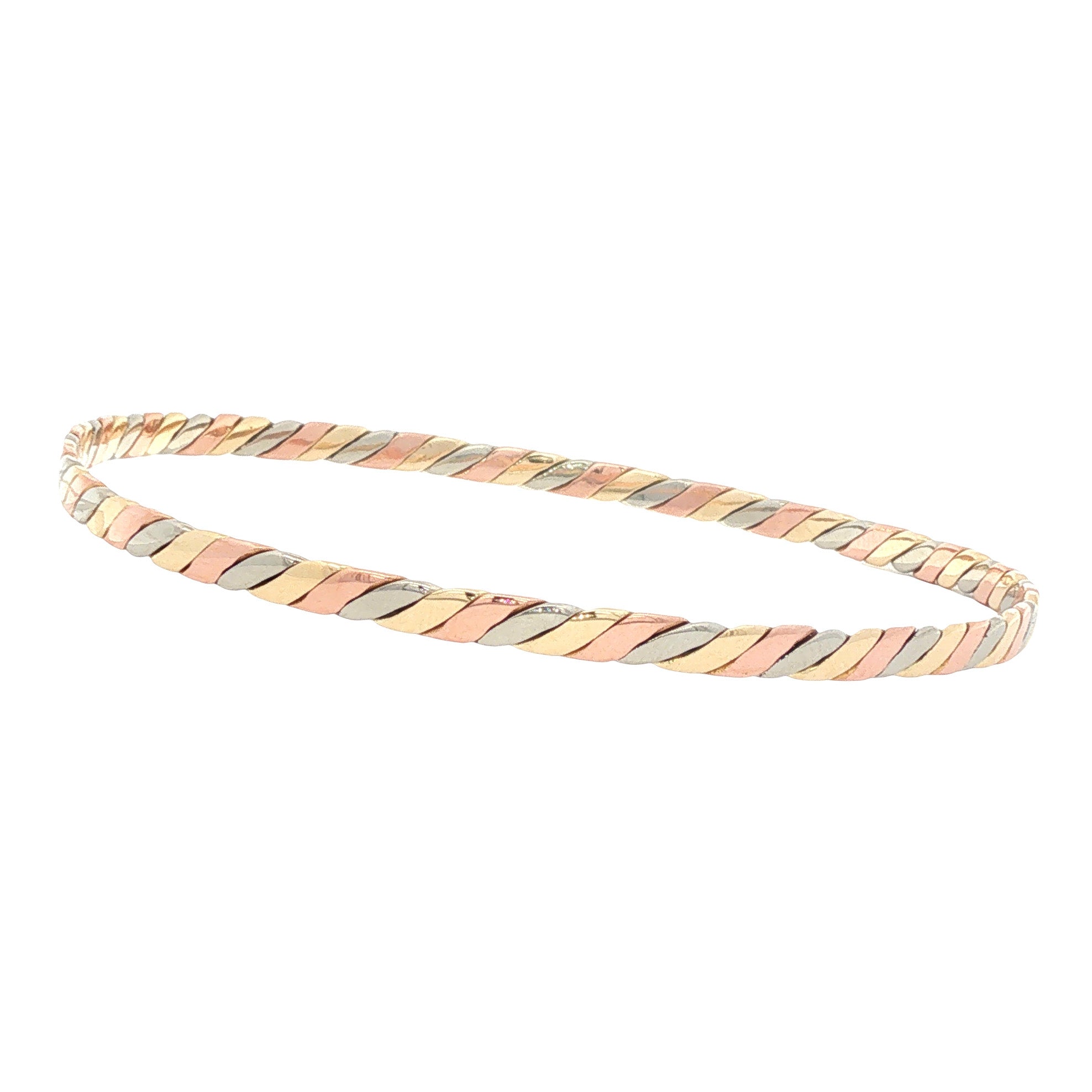 Tricolour gouden rinkel armband 14 karaat