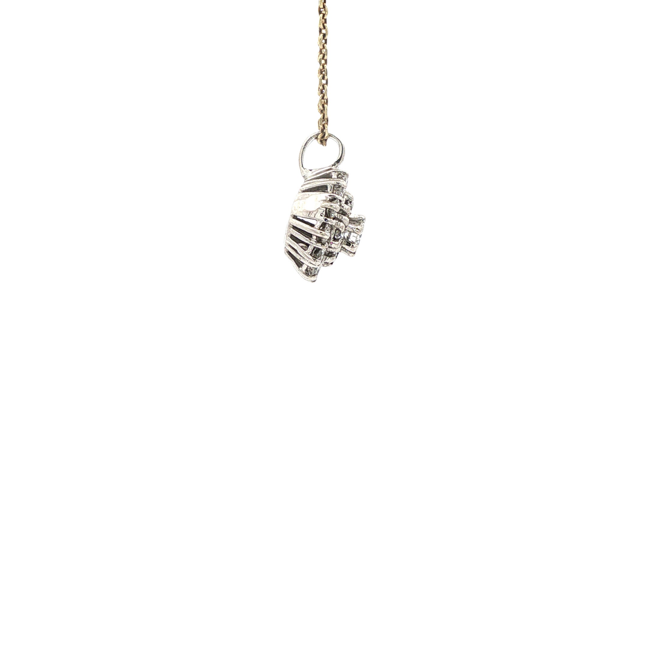 Witgouden entourage hanger met diamant 14 karaat