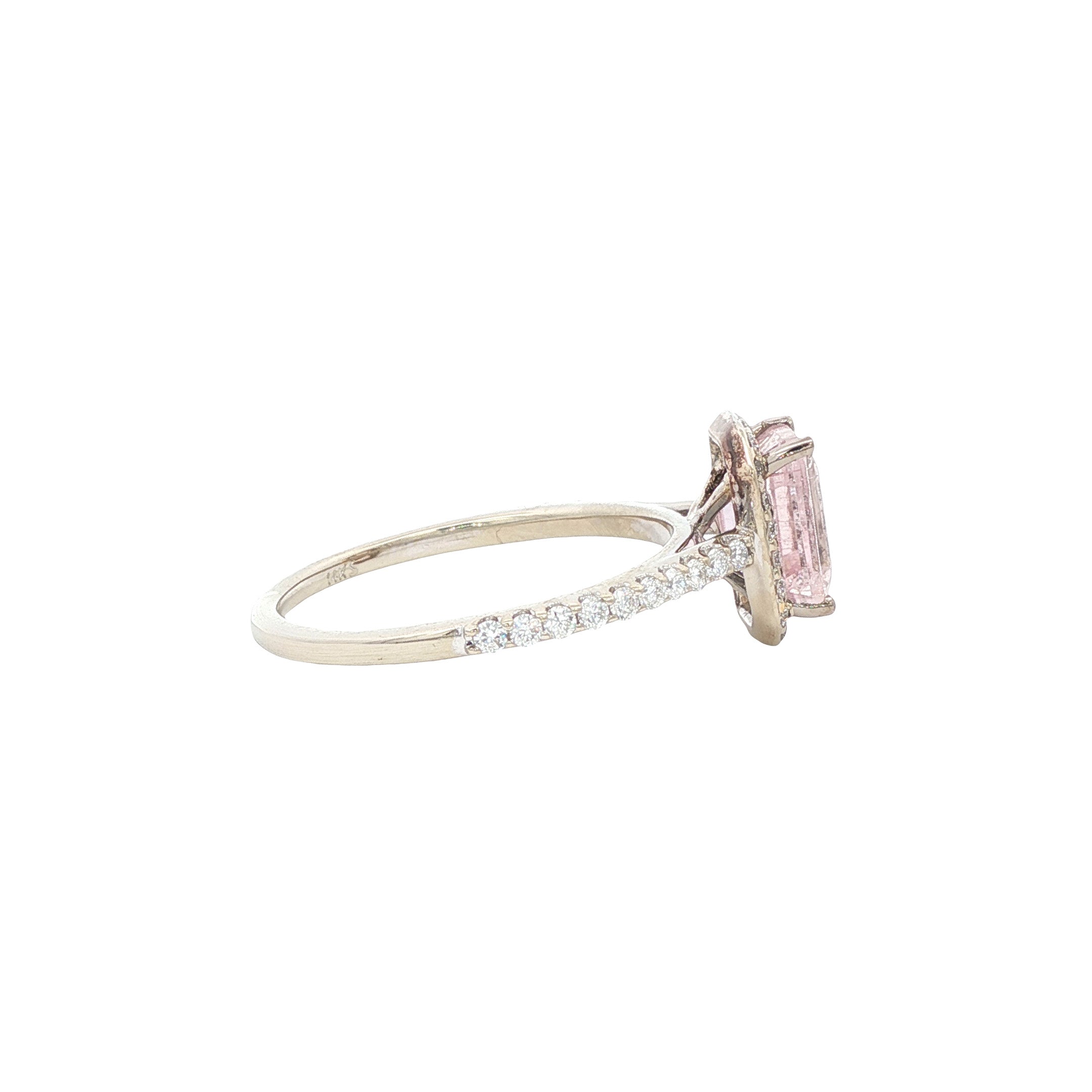 Witgouden ring met toermalijn en diamant 14 karaat