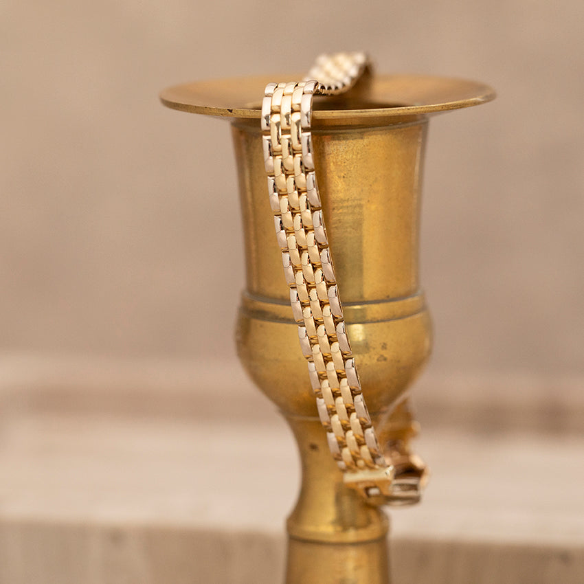 Gouden armband bicolour 18.5 cm 14 karaat