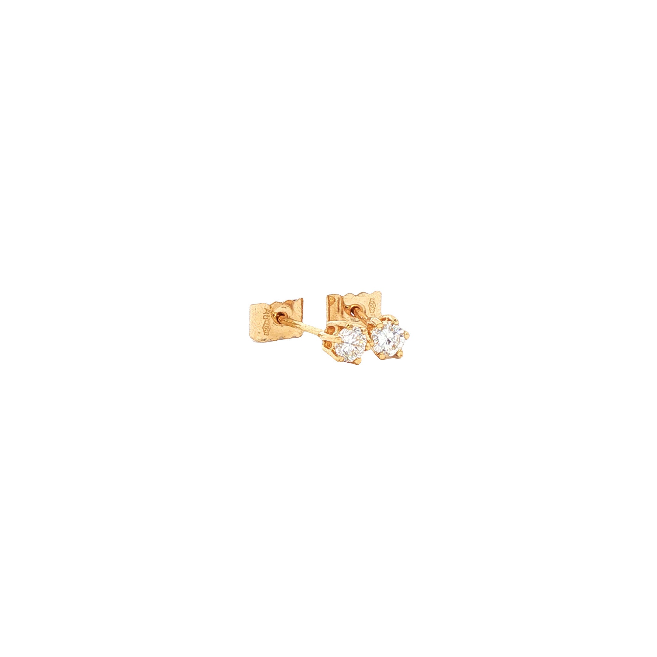 Gouden solitair oorstekers met diamant 14 karaat