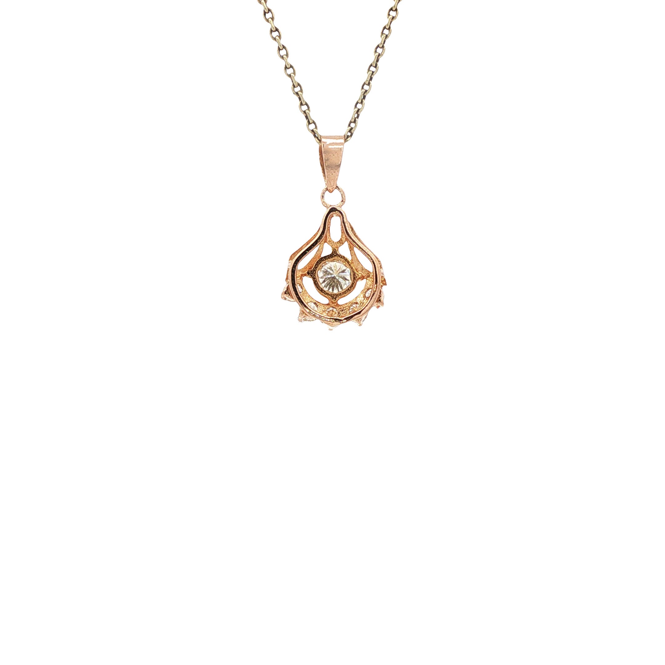 Rosegouden hanger met diamant 14 karaat