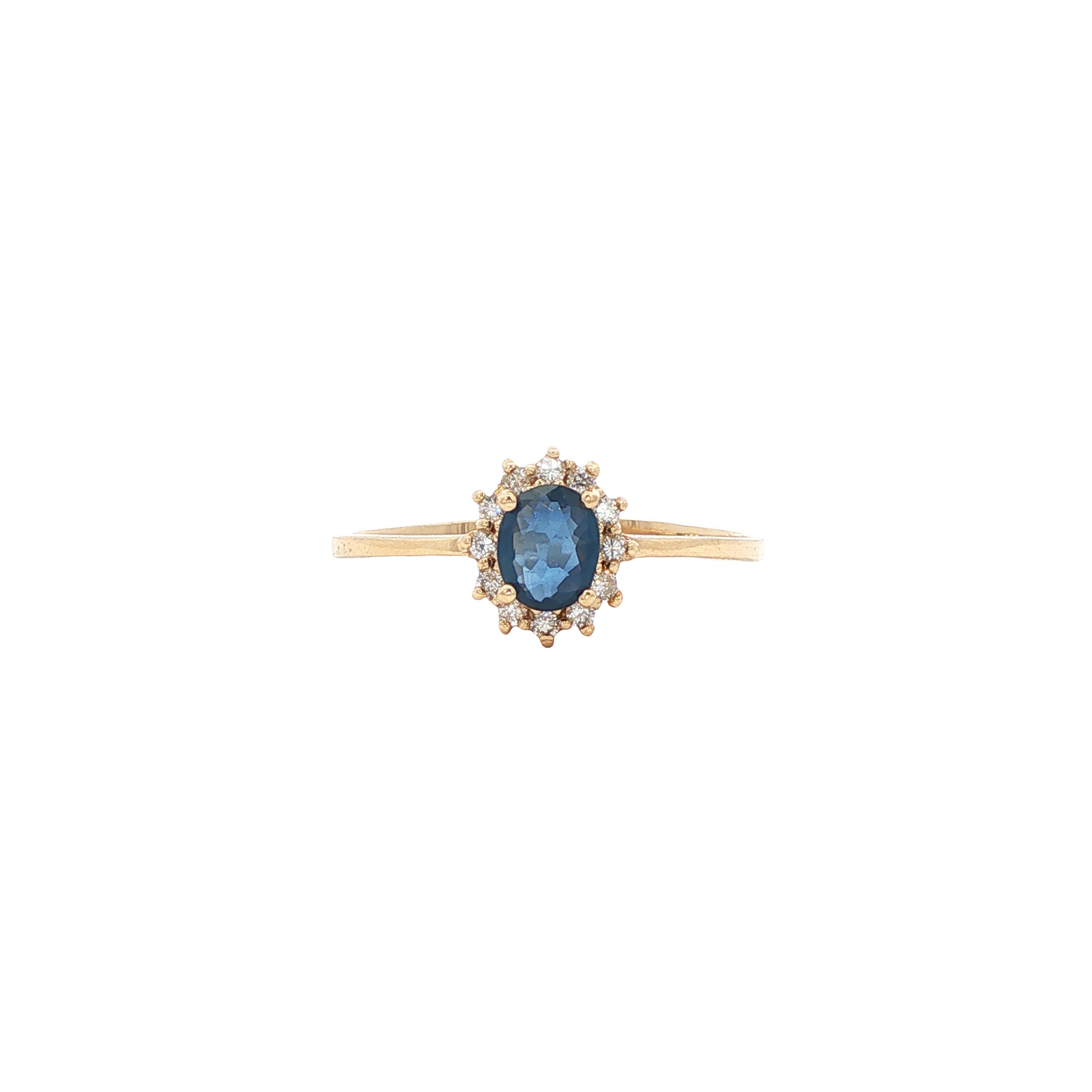 Gouden ring met saffier en diamant 14 karaat* nieuw