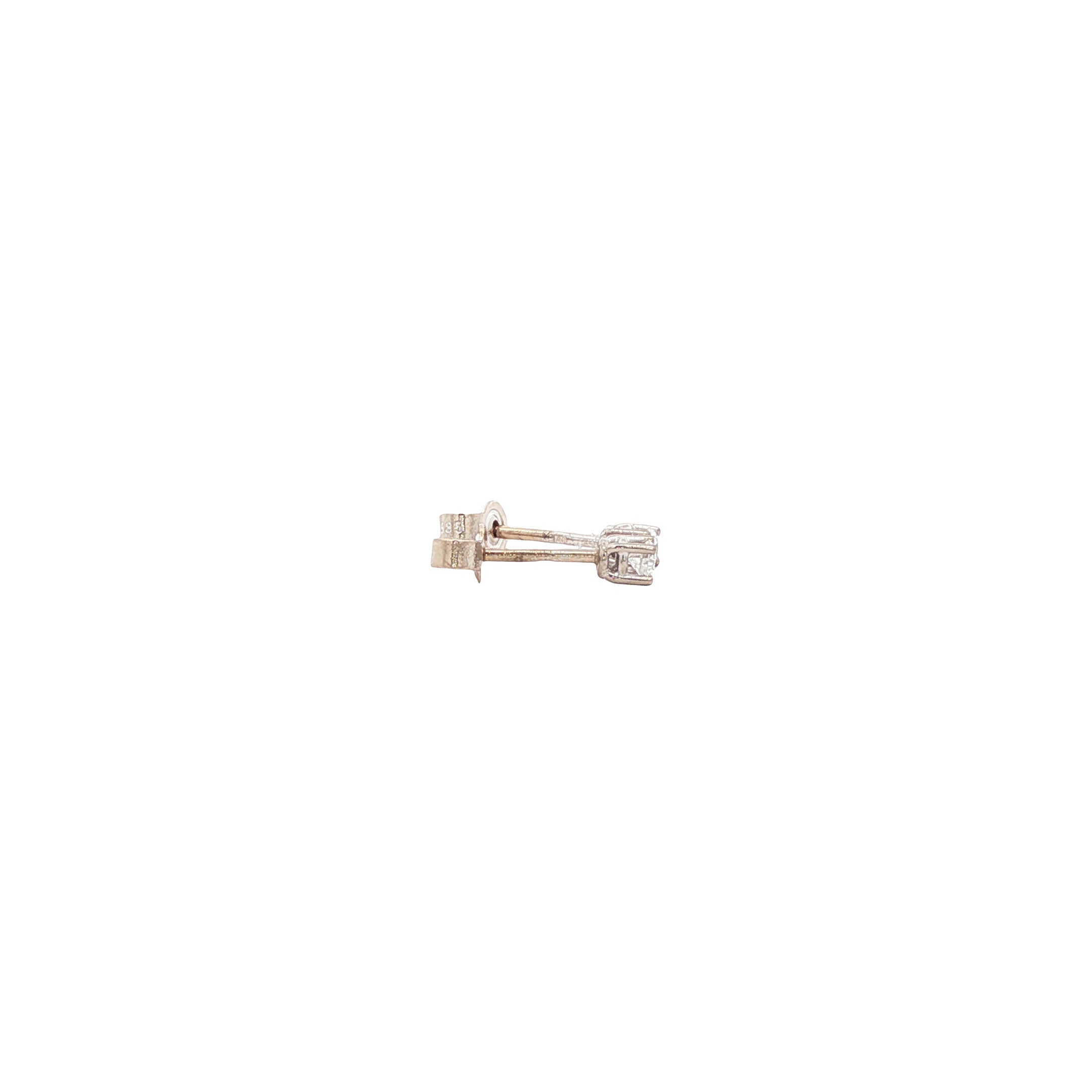 Witgouden solitair oorstekers met diamant 14 karaat