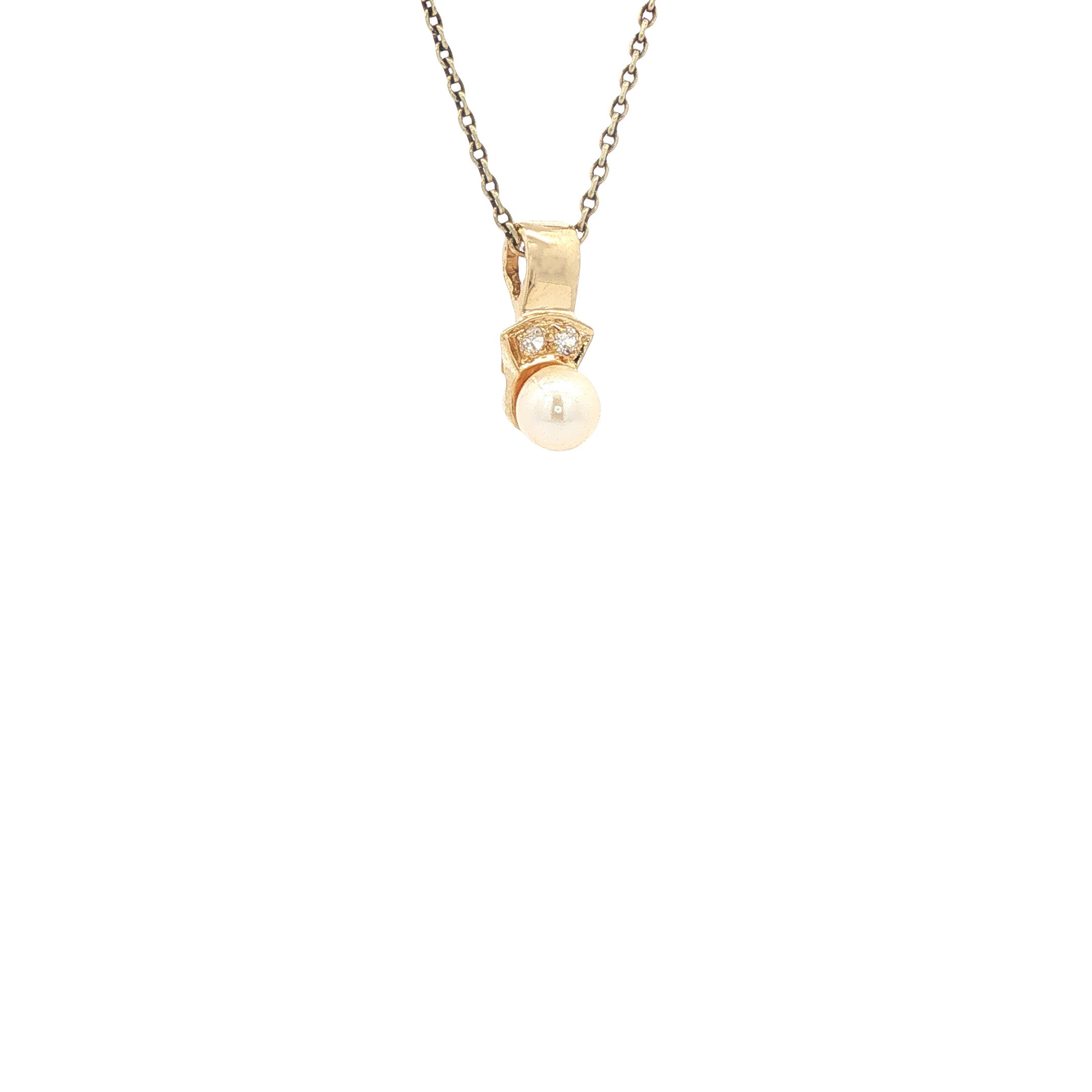 Gouden hanger parel/zirkonia 14 karaat