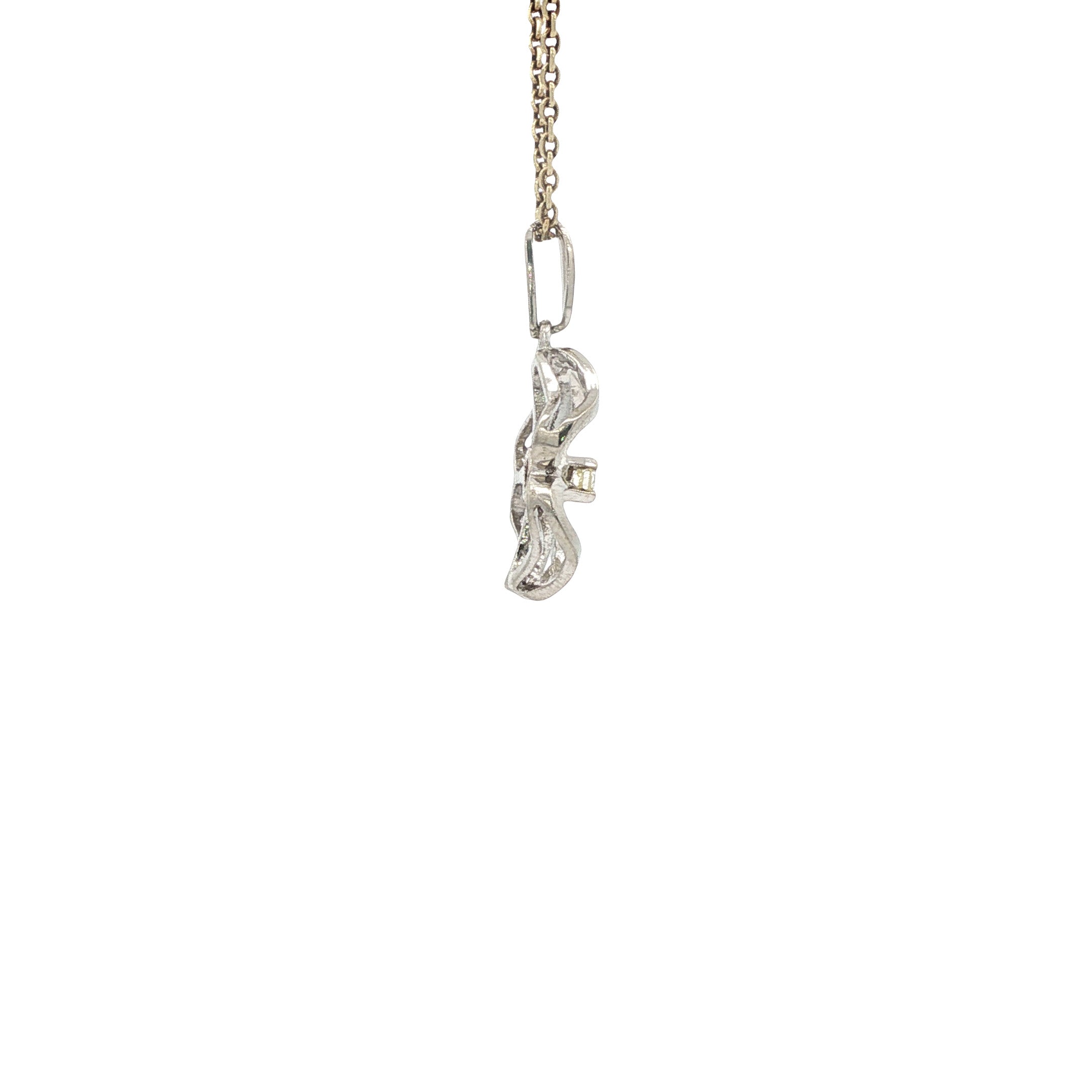 14-karat white gold four-leaf clover pendant with diamond