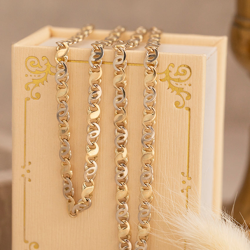 Gouden collier bicolour 51 cm 14 karaat