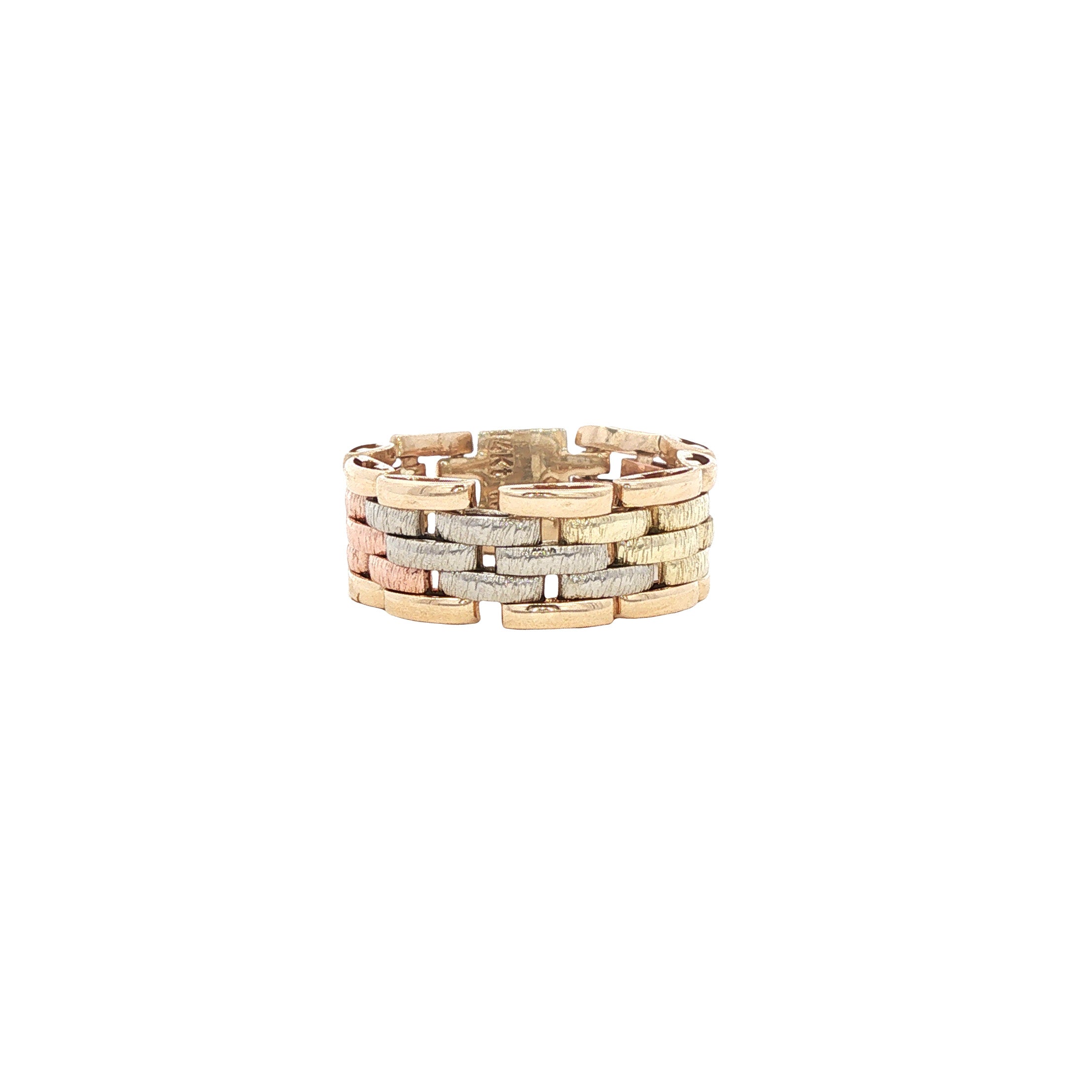 Tricolour gouden ring 14 karaat