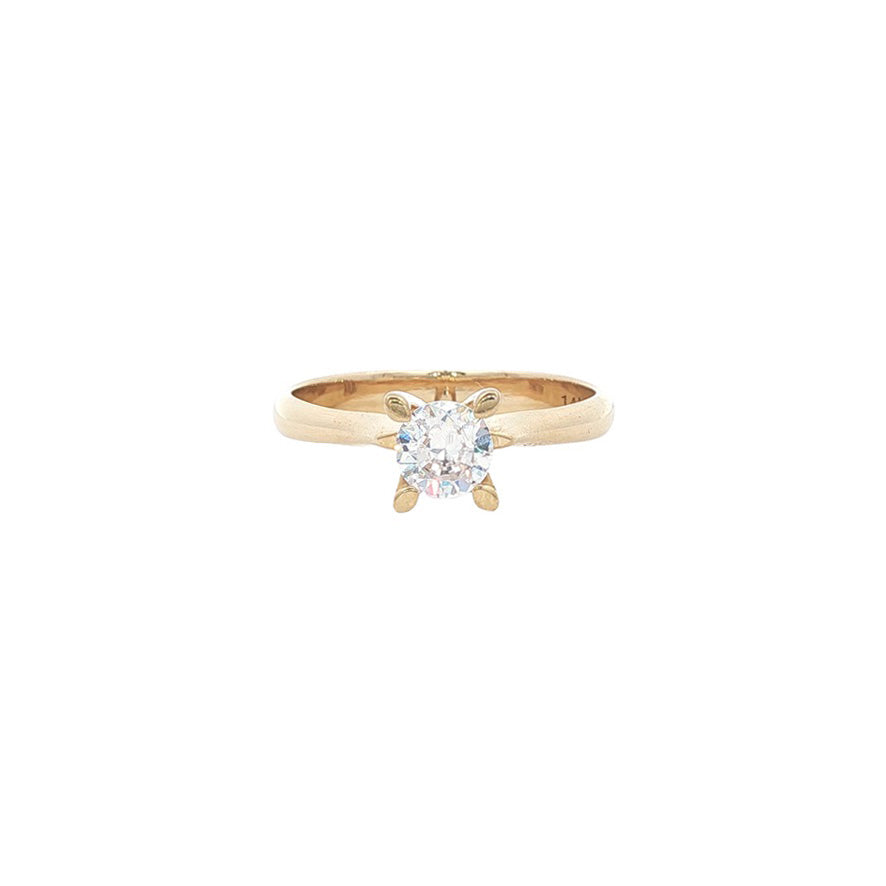 Gouden solitair ring met zirkonia 14 karaat