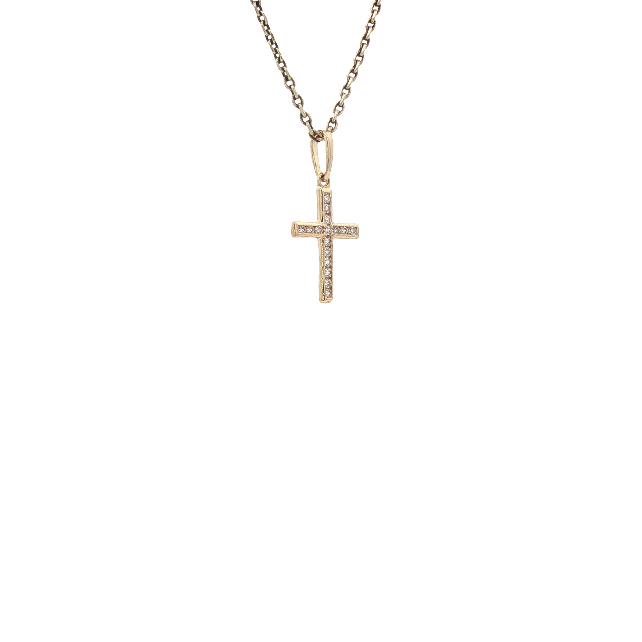 14-karat gold cross pendant with zirconia