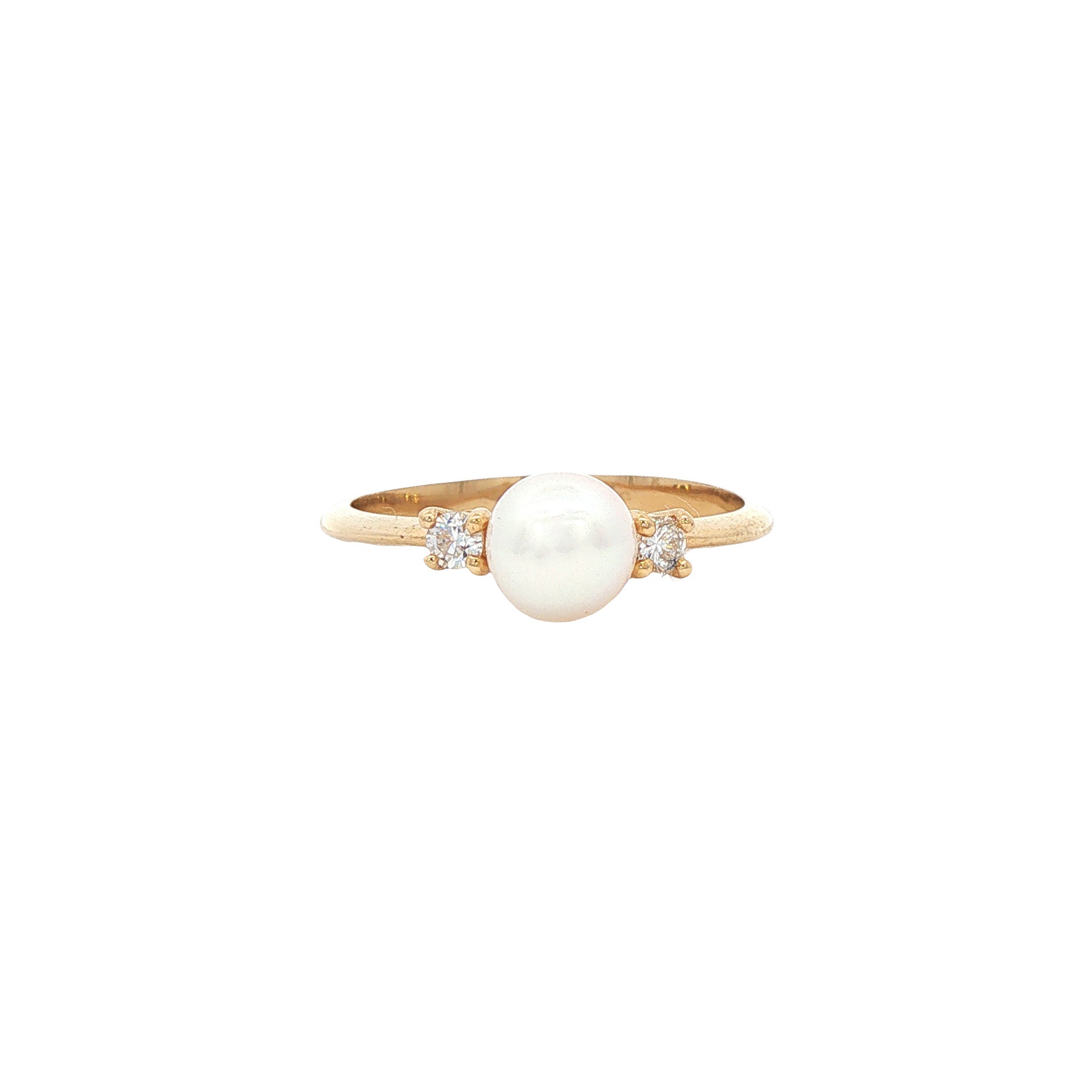 Gouden ring met parel en diamant 14 karaat* nieuw