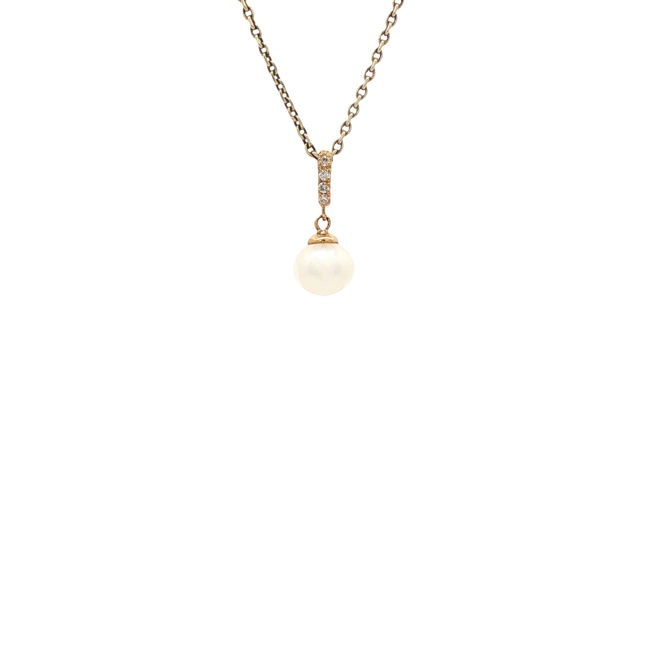 Gouden hanger met parel en diamant 14 karaat* nieuw