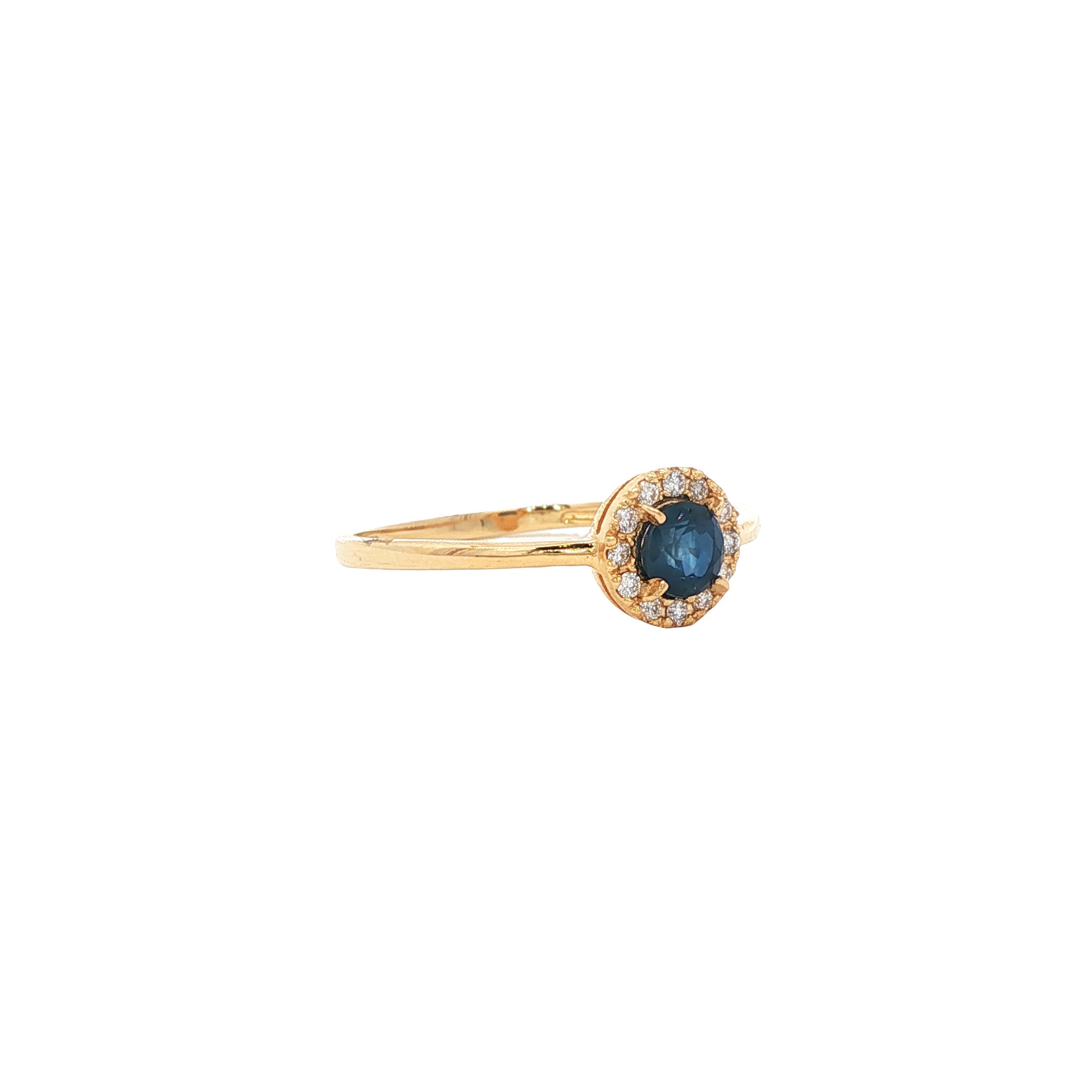 Gouden entourage ring met saffier en diamant 14 karaat* nieuw