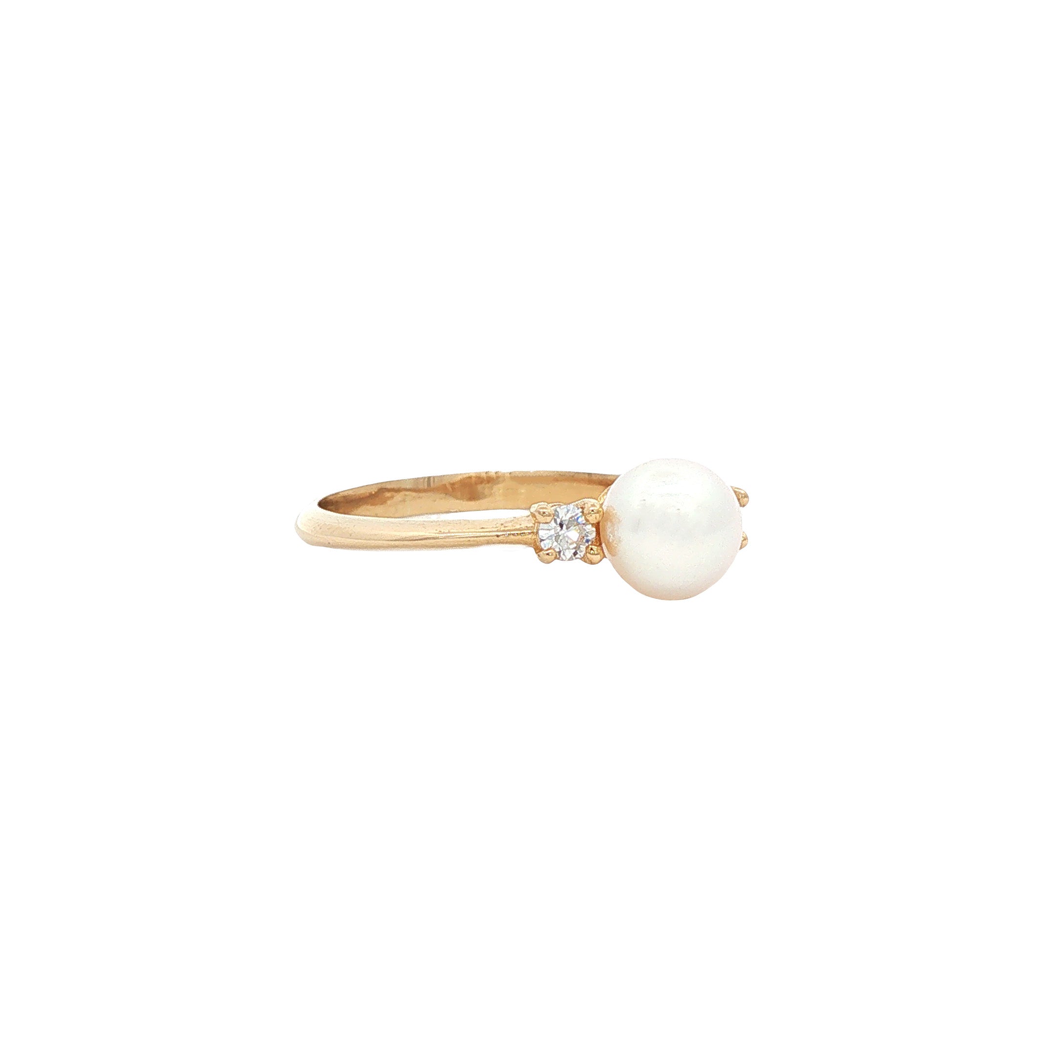 Gouden ring met parel en diamant 14 karaat* nieuw