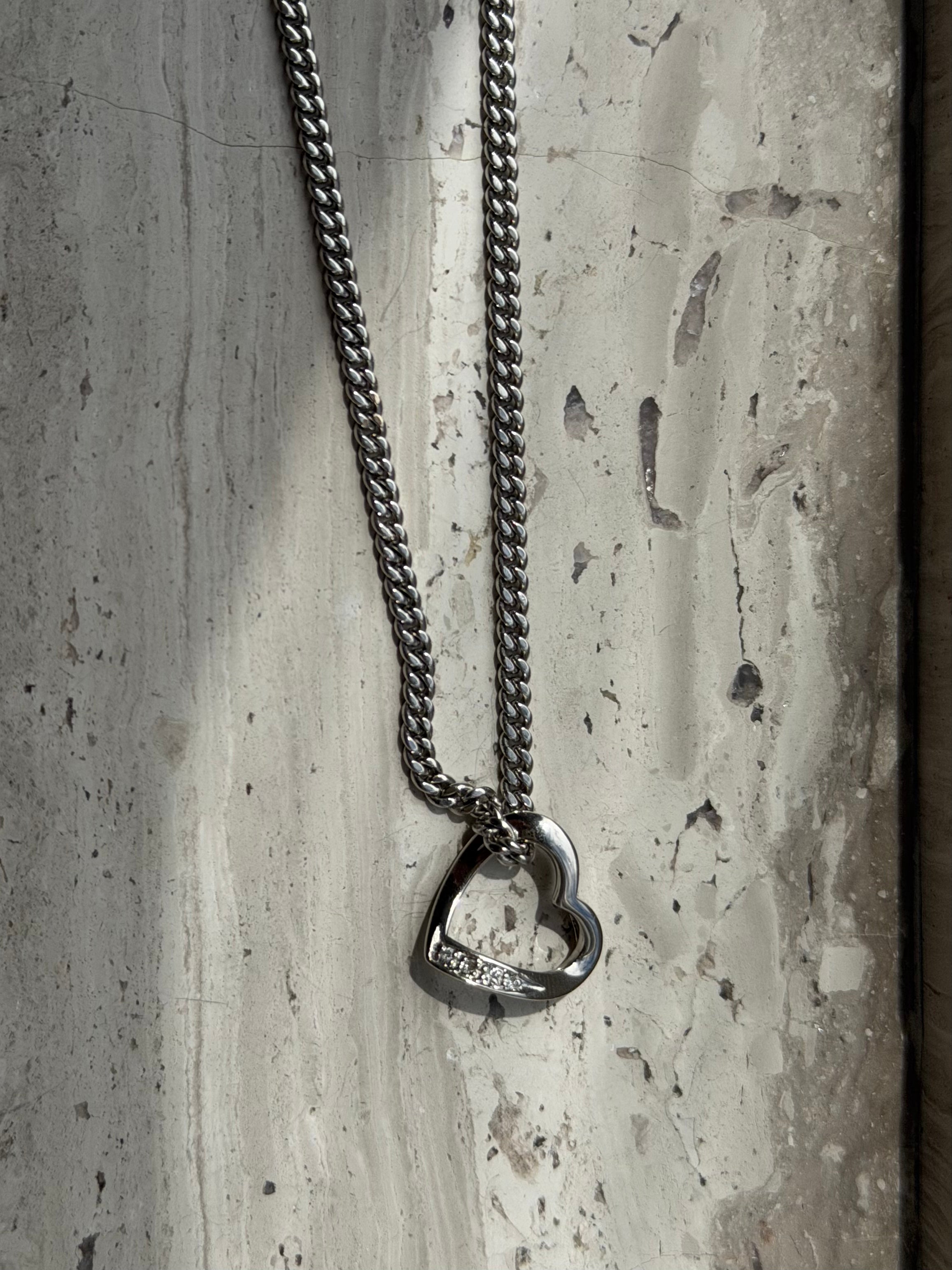 Witgouden hart hanger met diamant 14 karaat